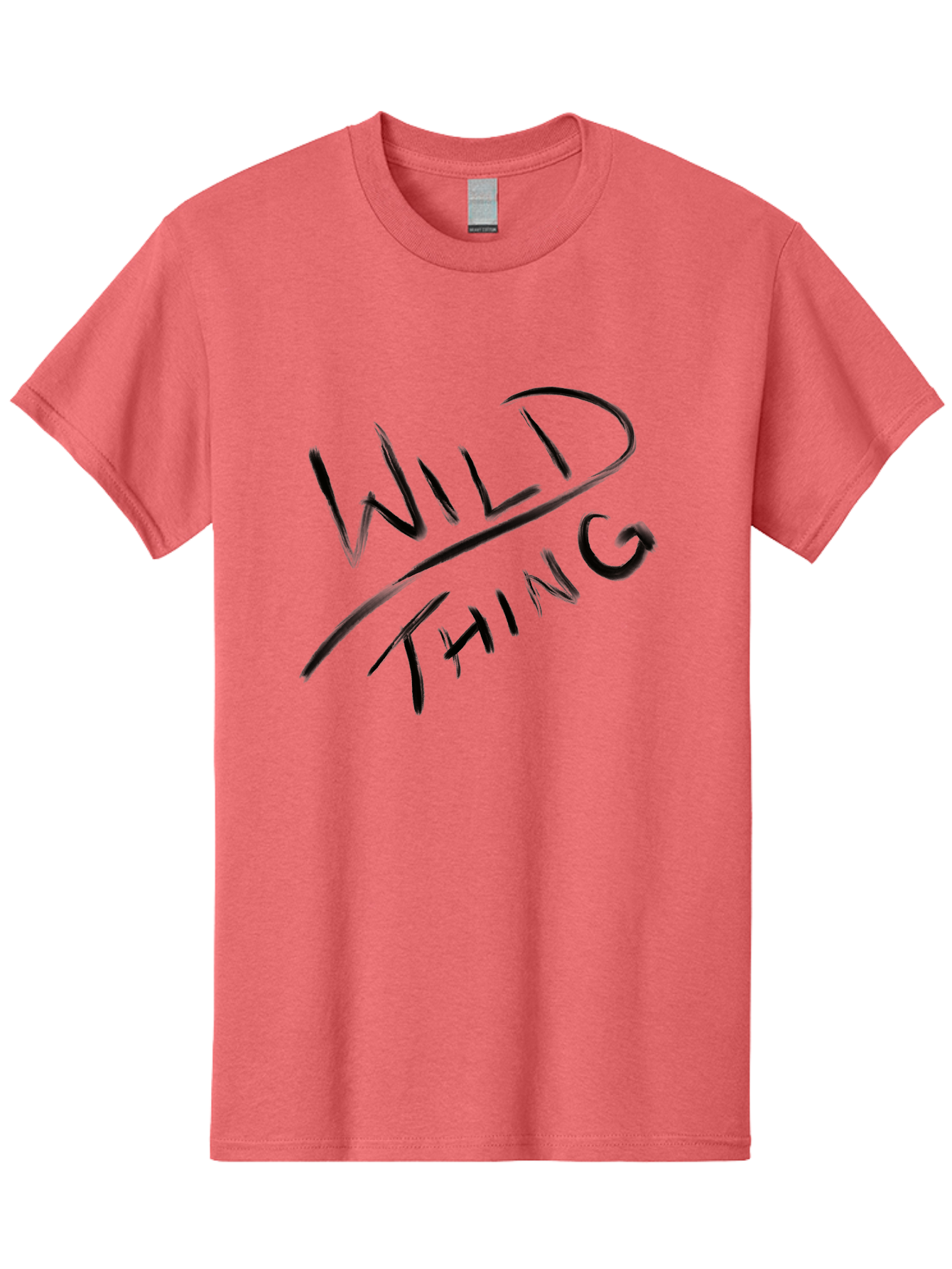 Wild-Thing Men'S Graphic Tee, 100% Cotton, Comfortable Casual Summer Wear, Machine Washable, Wild Thing, Bold Typography, Black Text, Diagonal Text, Handwritten Font, Modern Design, Edgy Style, Graphic Text -  Aaa139