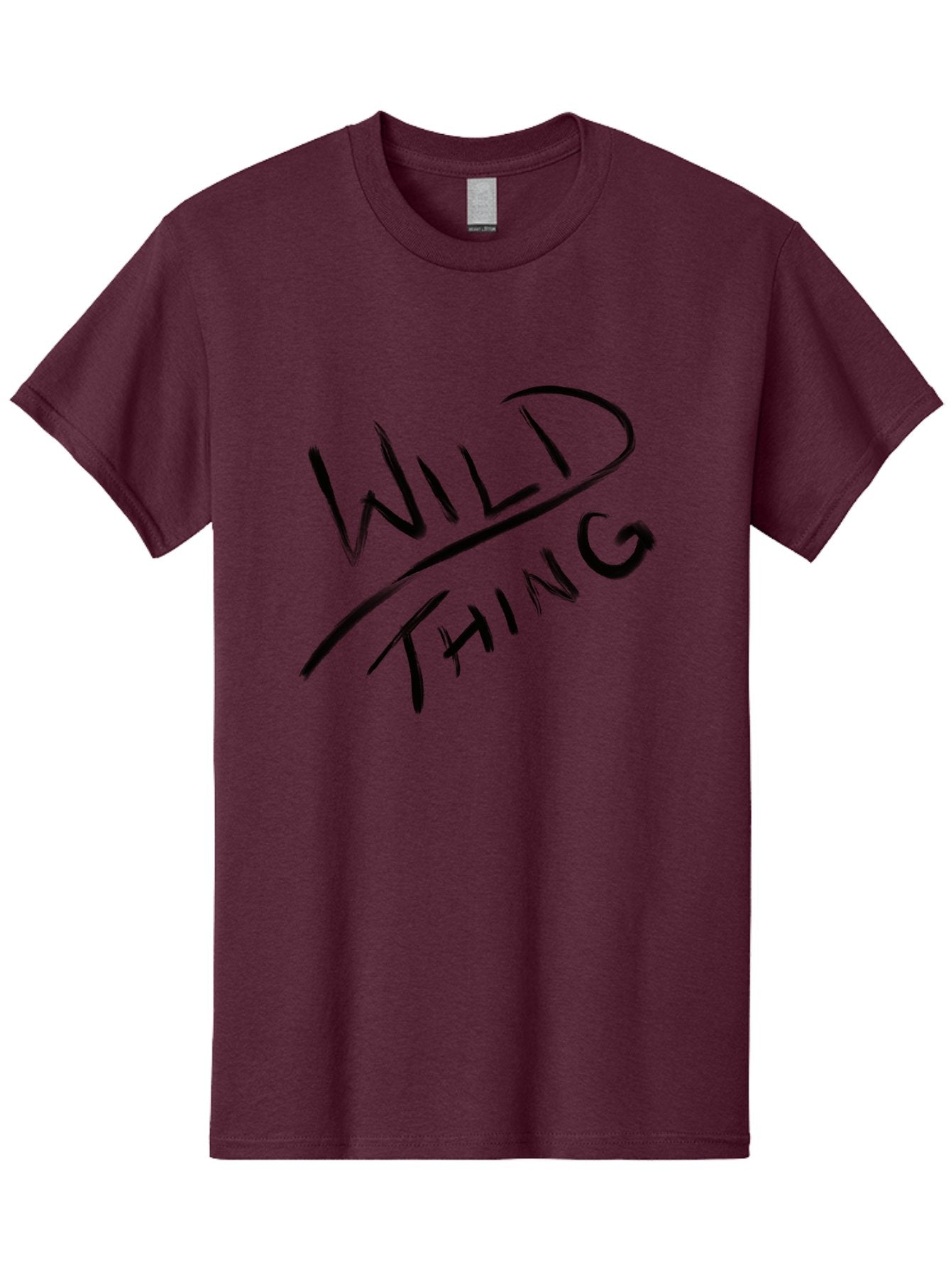 Wild-Thing Men'S Graphic Tee, 100% Cotton, Comfortable Casual Summer Wear, Machine Washable, Wild Thing, Bold Typography, Black Text, Diagonal Text, Handwritten Font, Modern Design, Edgy Style, Graphic Text -  Aaa139 13