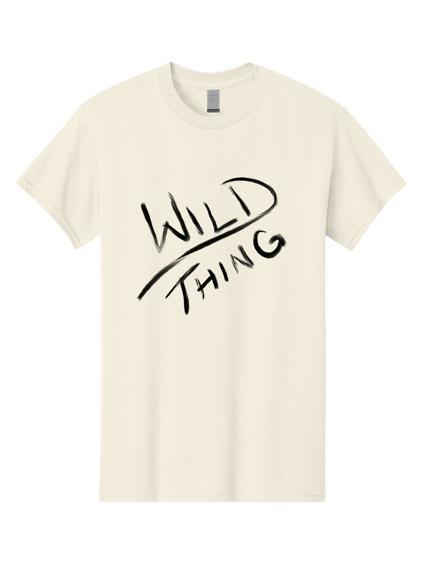 Wild-Thing Men'S Graphic Tee, 100% Cotton, Comfortable Casual Summer Wear, Machine Washable, Wild Thing, Bold Typography, Black Text, Diagonal Text, Handwritten Font, Modern Design, Edgy Style, Graphic Text -  Aaa139 25