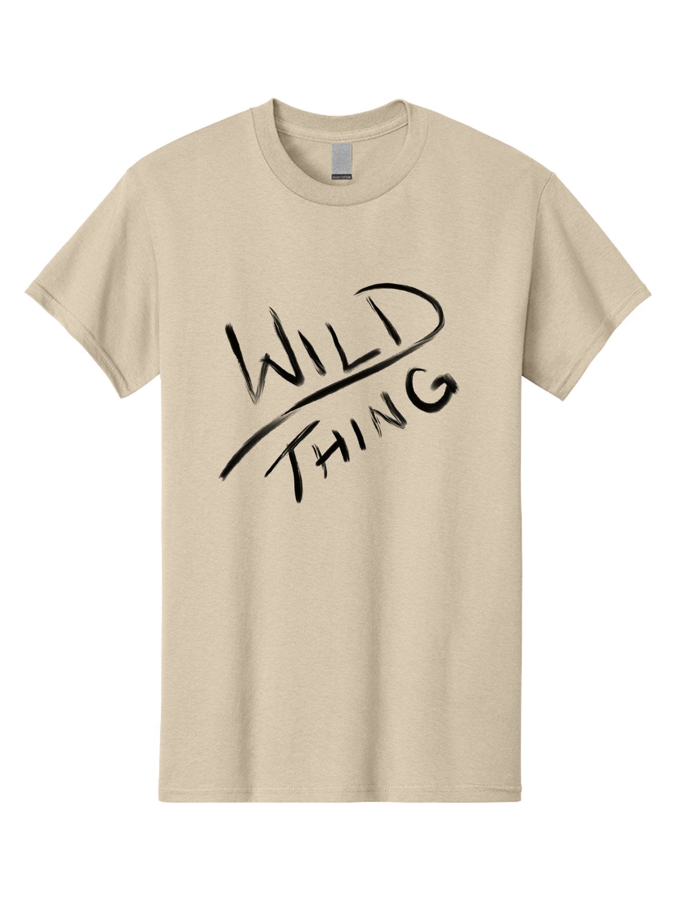 Wild-Thing Men'S Graphic Tee, 100% Cotton, Comfortable Casual Summer Wear, Machine Washable, Wild Thing, Bold Typography, Black Text, Diagonal Text, Handwritten Font, Modern Design, Edgy Style, Graphic Text -  Aaa139 23