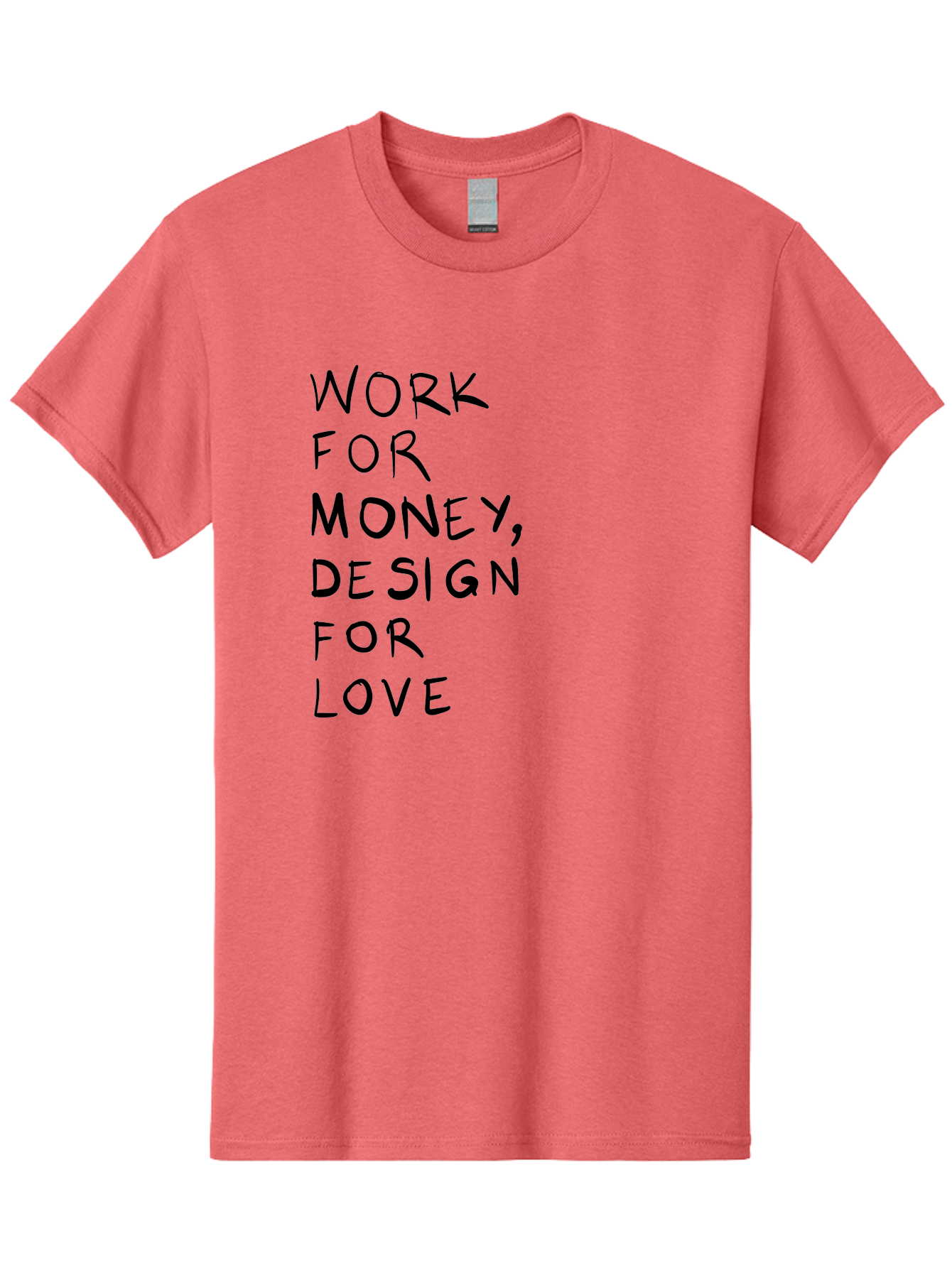 Work-For-Money-Design-For-Love Men'S Graphic Tee, 100% Cotton, Comfortable Casual Summer Wear, Machine Washable, Inspirational Quote, Motivational Message, Design Philosophy, Work Life Balance, Passion For Design, Creativity, Modern Art -  Aaa143 3