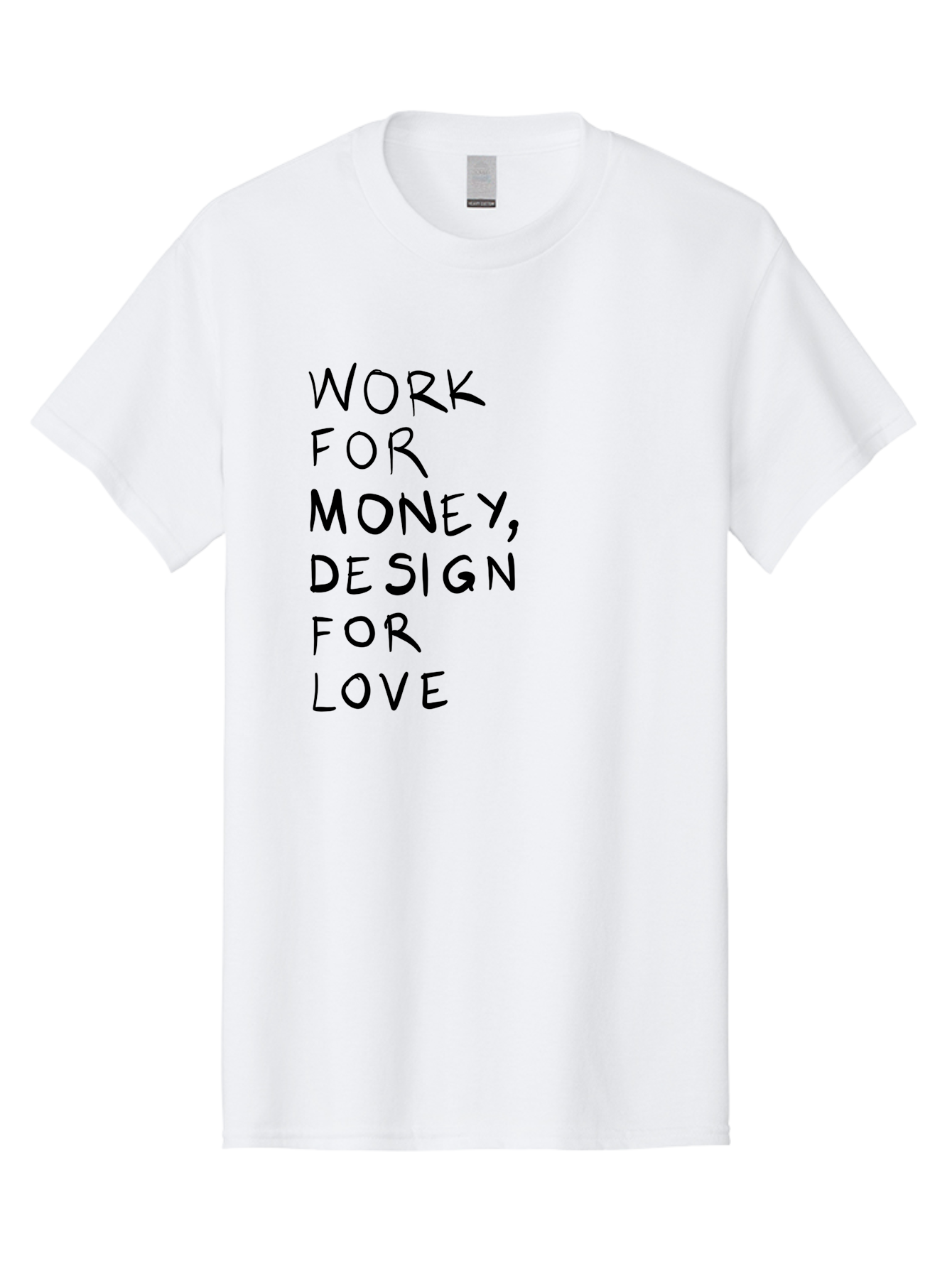 Work-For-Money-Design-For-Love Men'S Graphic Tee, 100% Cotton, Comfortable Casual Summer Wear, Machine Washable, Inspirational Quote, Motivational Message, Design Philosophy, Work Life Balance, Passion For Design, Creativity, Modern Art -  Aaa143 9