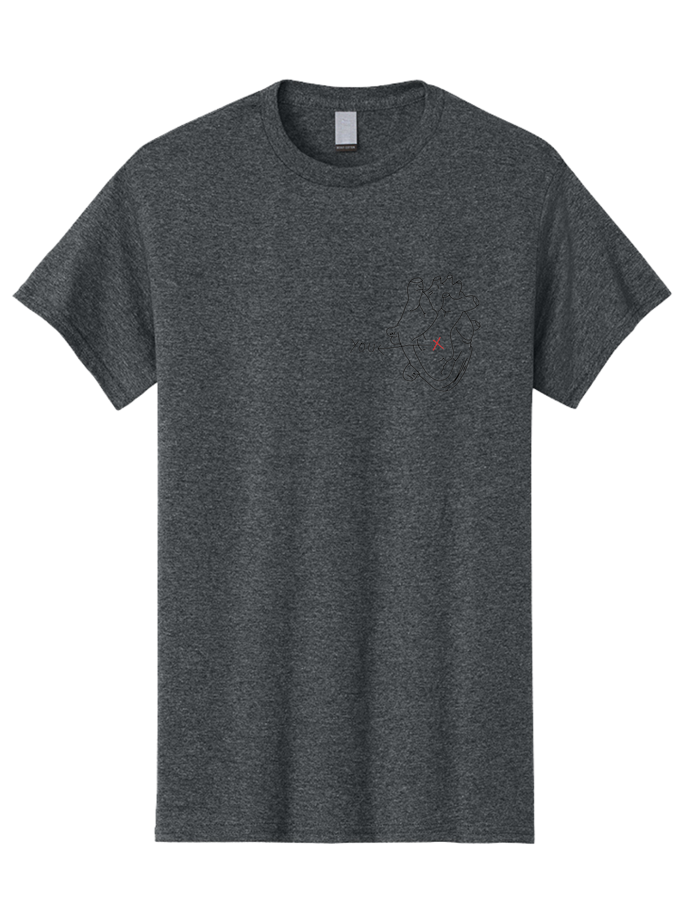 X-Marks-Heart-You Men'S Graphic Tee, 100% Cotton, Comfortable Casual Summer Wear, Machine Washable, Anatomical Heart Illustration, X Marks The Spot, Symbolic Representation, Heart Anatomy, Human Heart Diagram, Arrow Pointing To You -  Aaa144 5