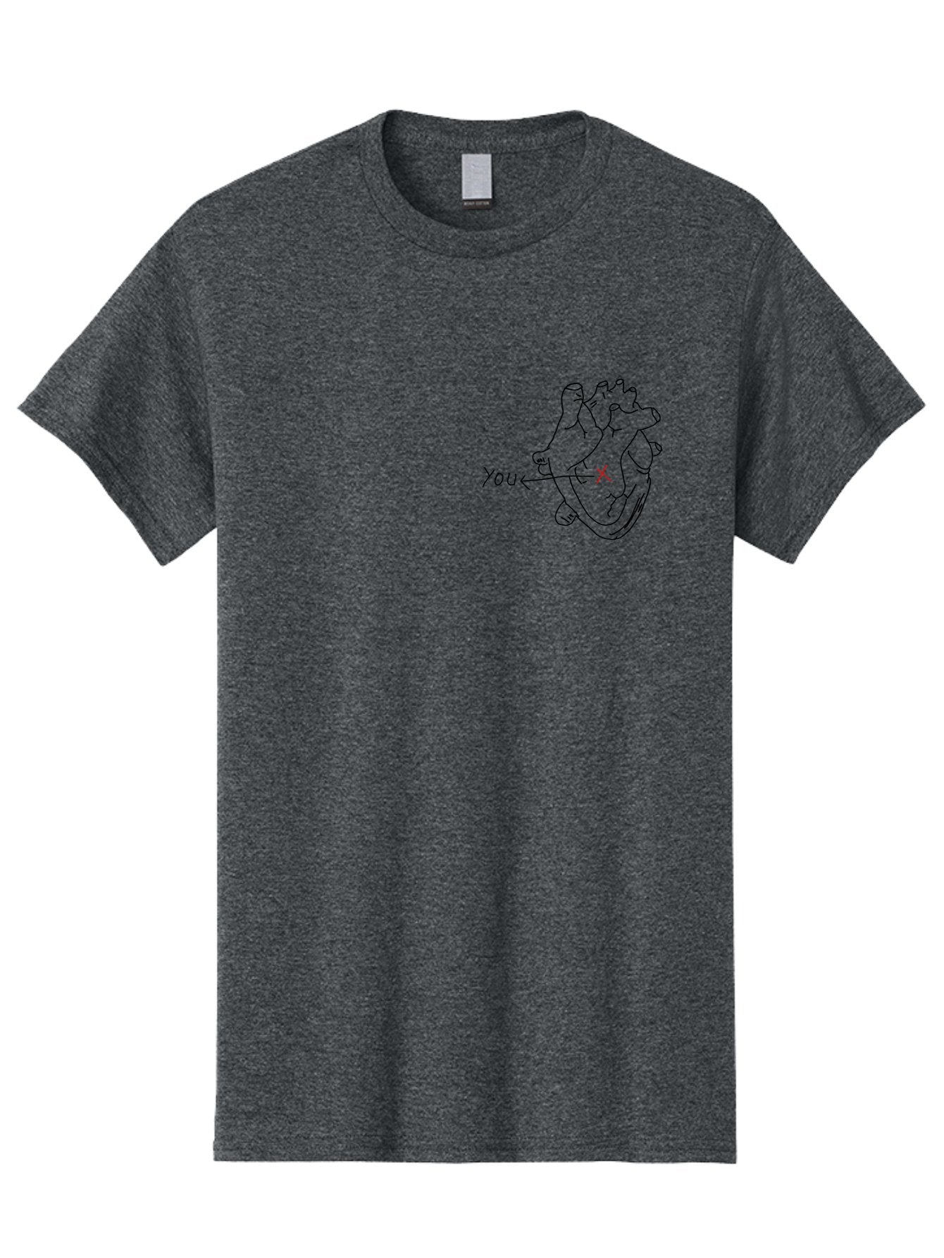 X-Marks-Heart-You Men'S Graphic Tee, 100% Cotton, Comfortable Casual Summer Wear, Machine Washable, Anatomical Heart Illustration, X Marks The Spot, Symbolic Representation, Heart Anatomy, Human Heart Diagram, Arrow Pointing To You -  Aaa144 7