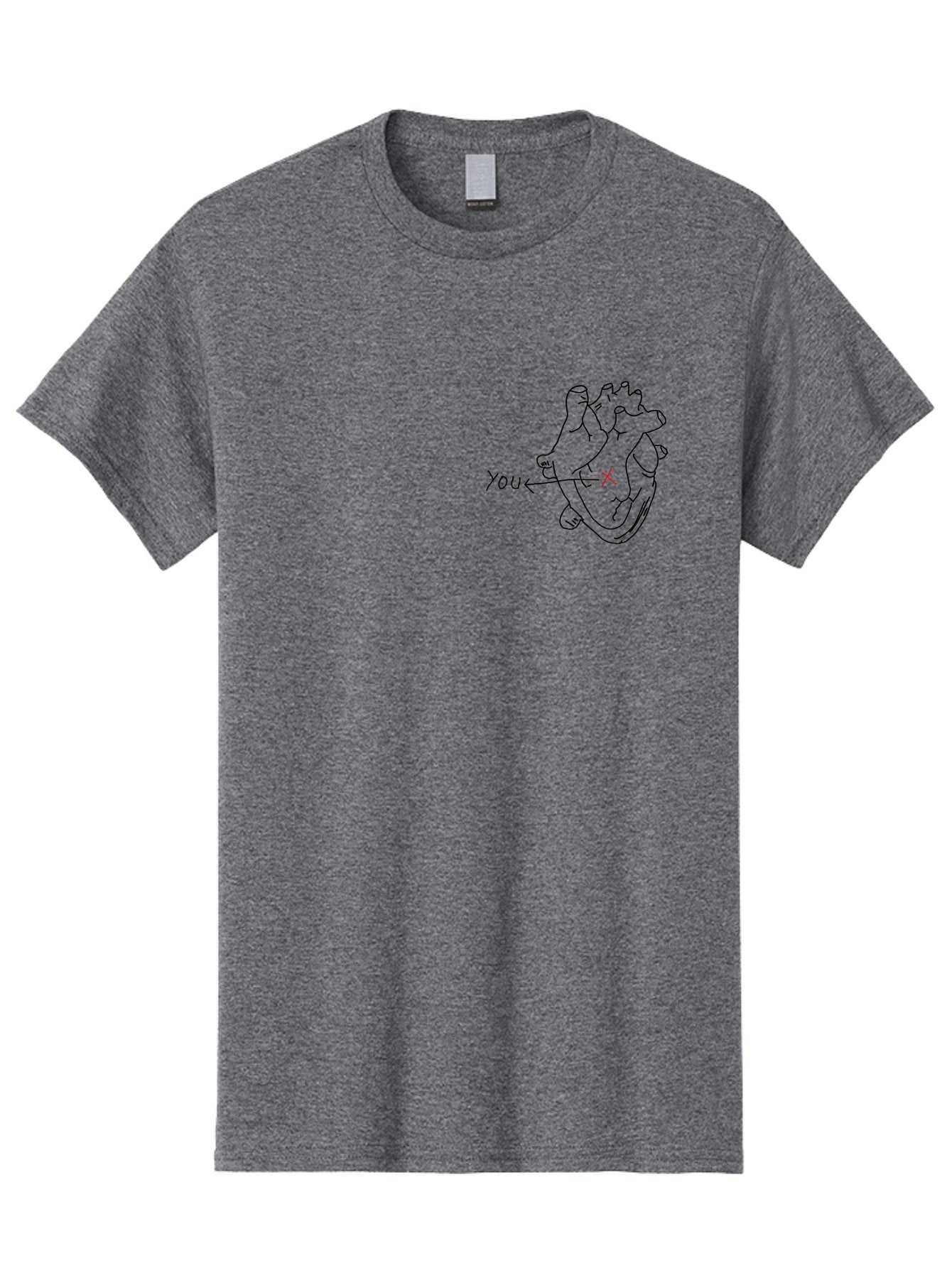 X-Marks-Heart-You Men'S Graphic Tee, 100% Cotton, Comfortable Casual Summer Wear, Machine Washable, Anatomical Heart Illustration, X Marks The Spot, Symbolic Representation, Heart Anatomy, Human Heart Diagram, Arrow Pointing To You -  Aaa144 17