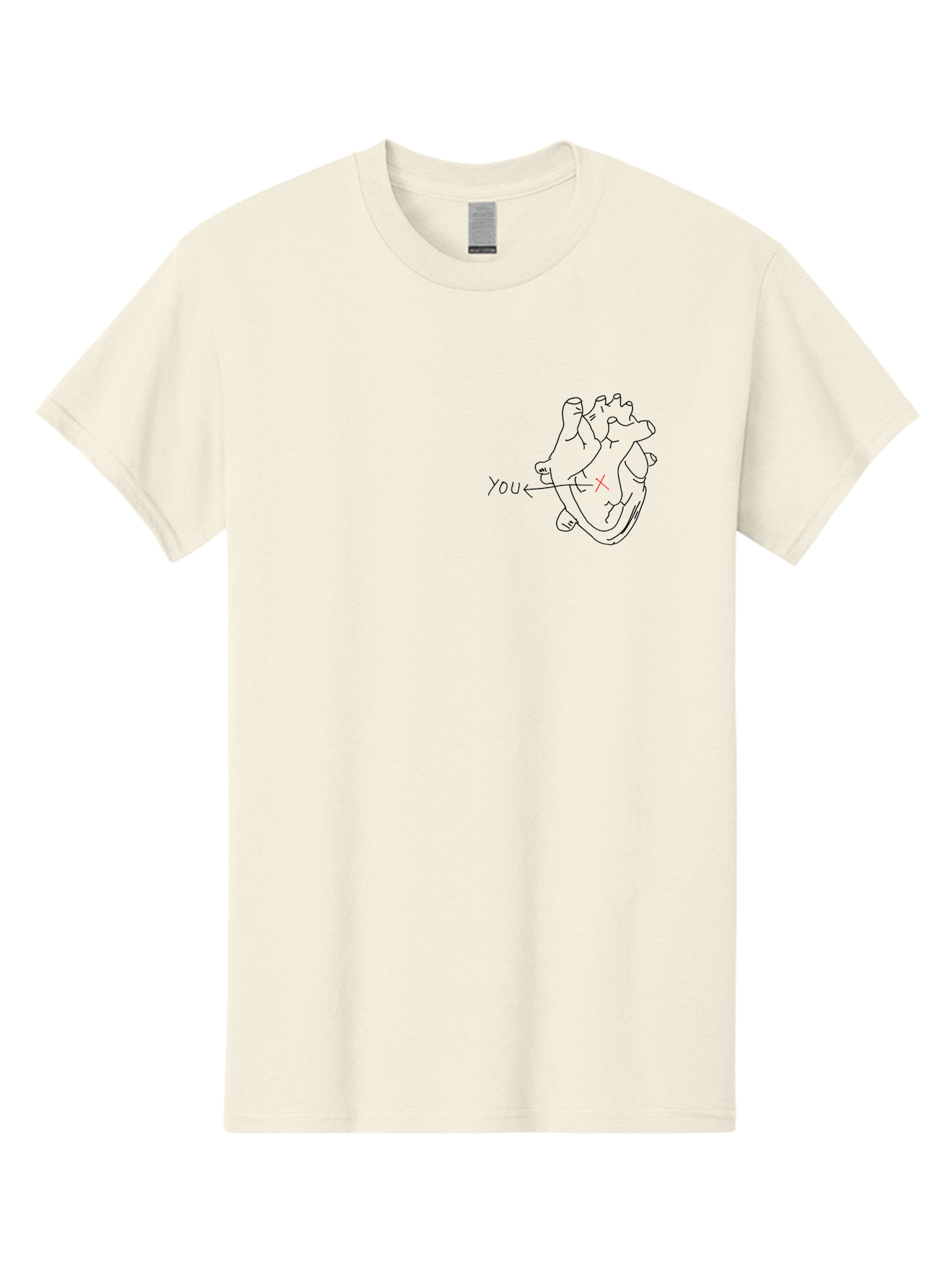X-Marks-Heart-You Men'S Graphic Tee, 100% Cotton, Comfortable Casual Summer Wear, Machine Washable, Anatomical Heart Illustration, X Marks The Spot, Symbolic Representation, Heart Anatomy, Human Heart Diagram, Arrow Pointing To You -  Aaa144