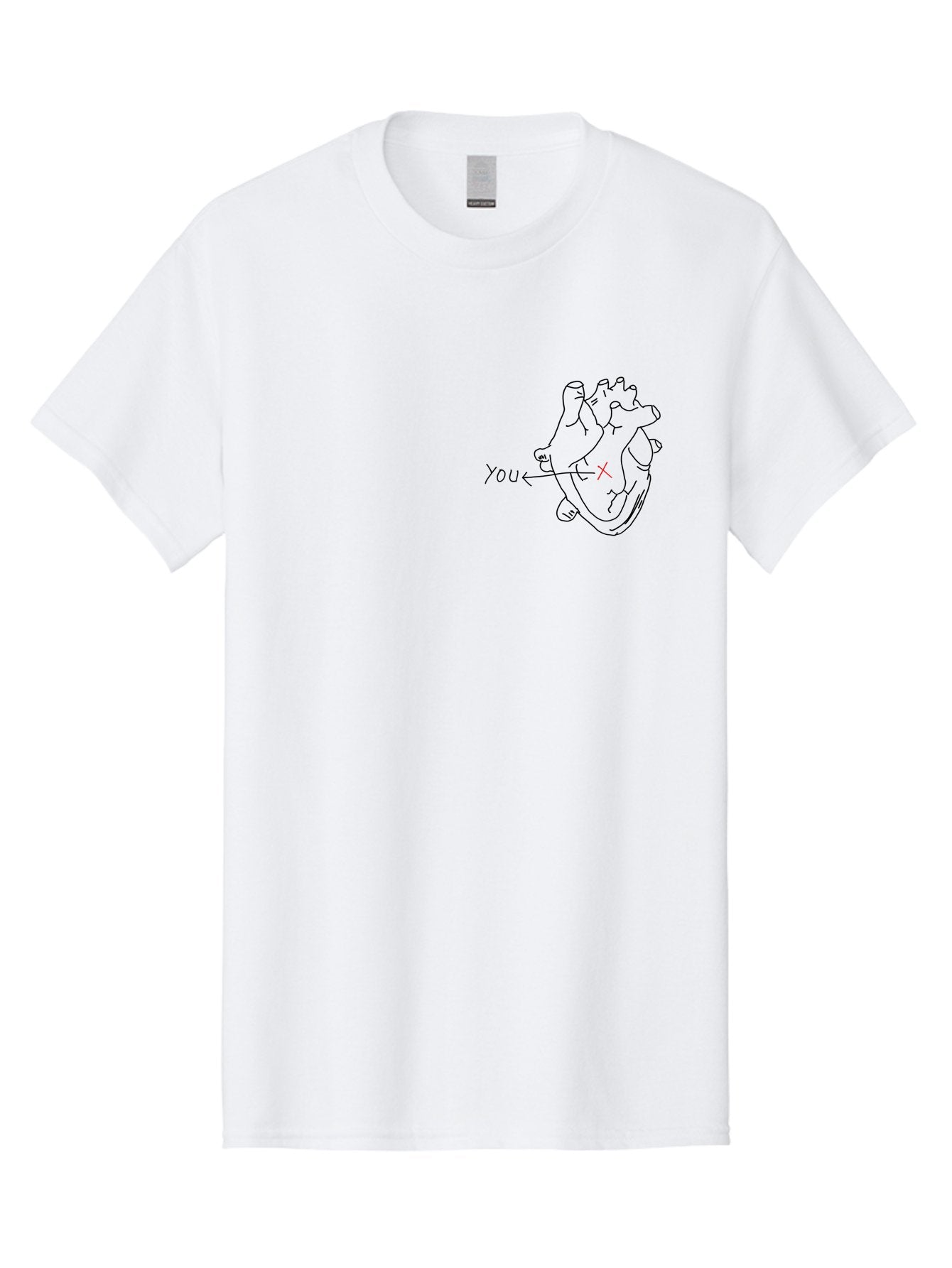 X-Marks-Heart-You Men'S Graphic Tee, 100% Cotton, Comfortable Casual Summer Wear, Machine Washable, Anatomical Heart Illustration, X Marks The Spot, Symbolic Representation, Heart Anatomy, Human Heart Diagram, Arrow Pointing To You -  Aaa144 19