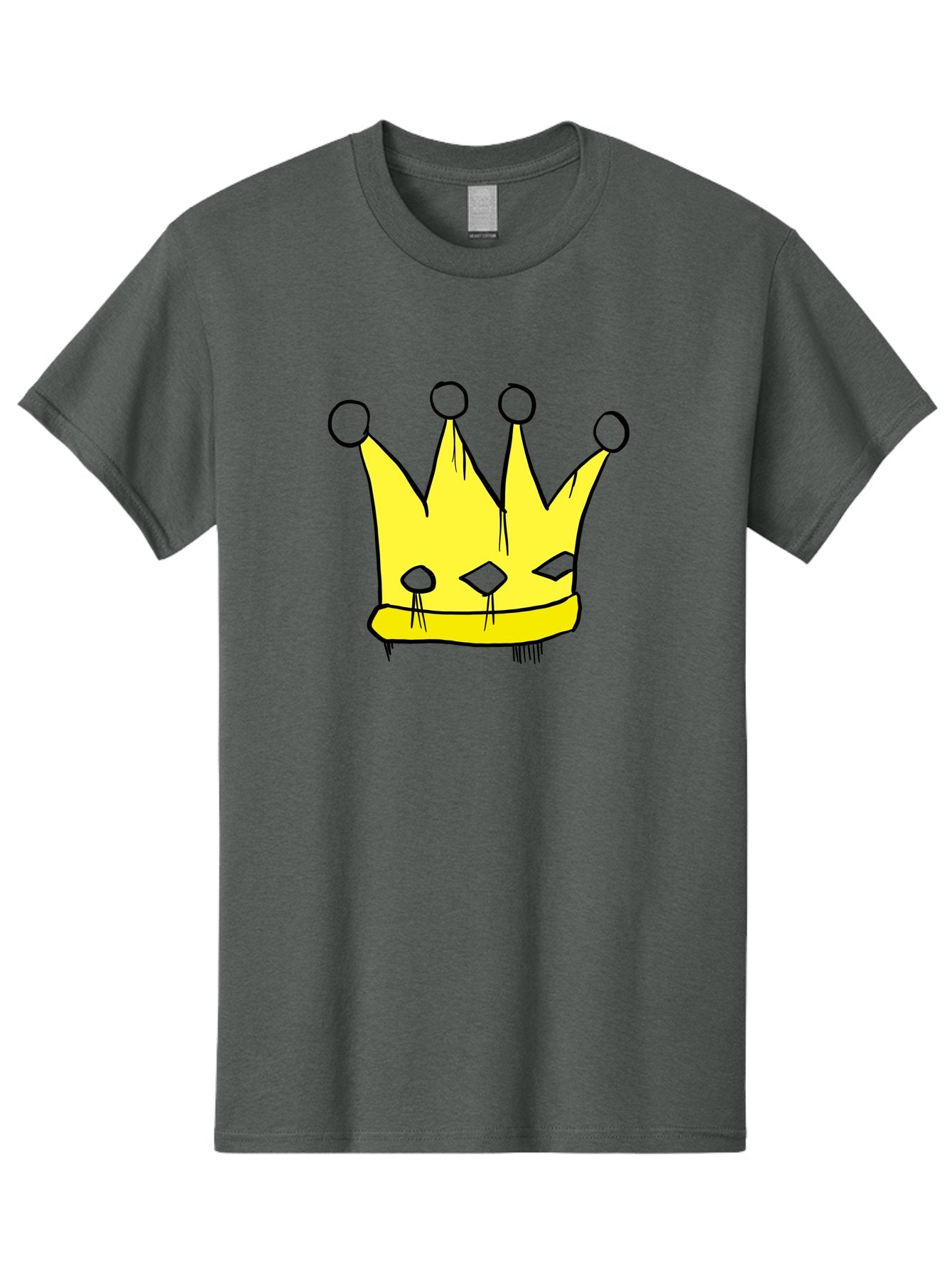 Yellow-Crown Men'S Graphic Tee, 100% Cotton, Comfortable Casual Summer Wear, Machine Washable, Yellow Crown, Royal Symbol, Regal Headwear, Cartoon Style, Simple Design, Bold Lines, Simple Graphics, Monarch Emblem -  Aaa146 23