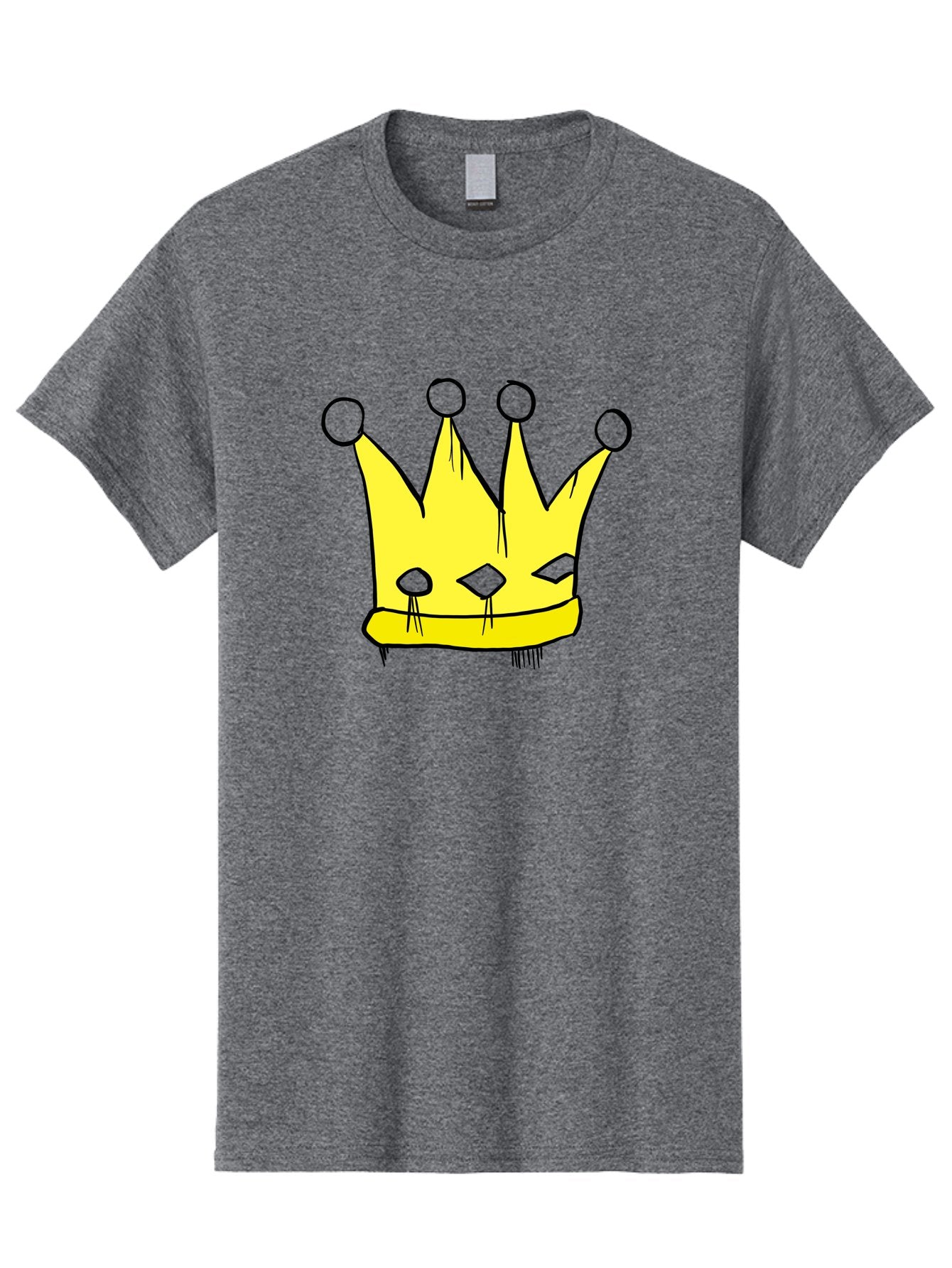 Yellow-Crown Men'S Graphic Tee, 100% Cotton, Comfortable Casual Summer Wear, Machine Washable, Yellow Crown, Royal Symbol, Regal Headwear, Cartoon Style, Simple Design, Bold Lines, Simple Graphics, Monarch Emblem -  Aaa146 5