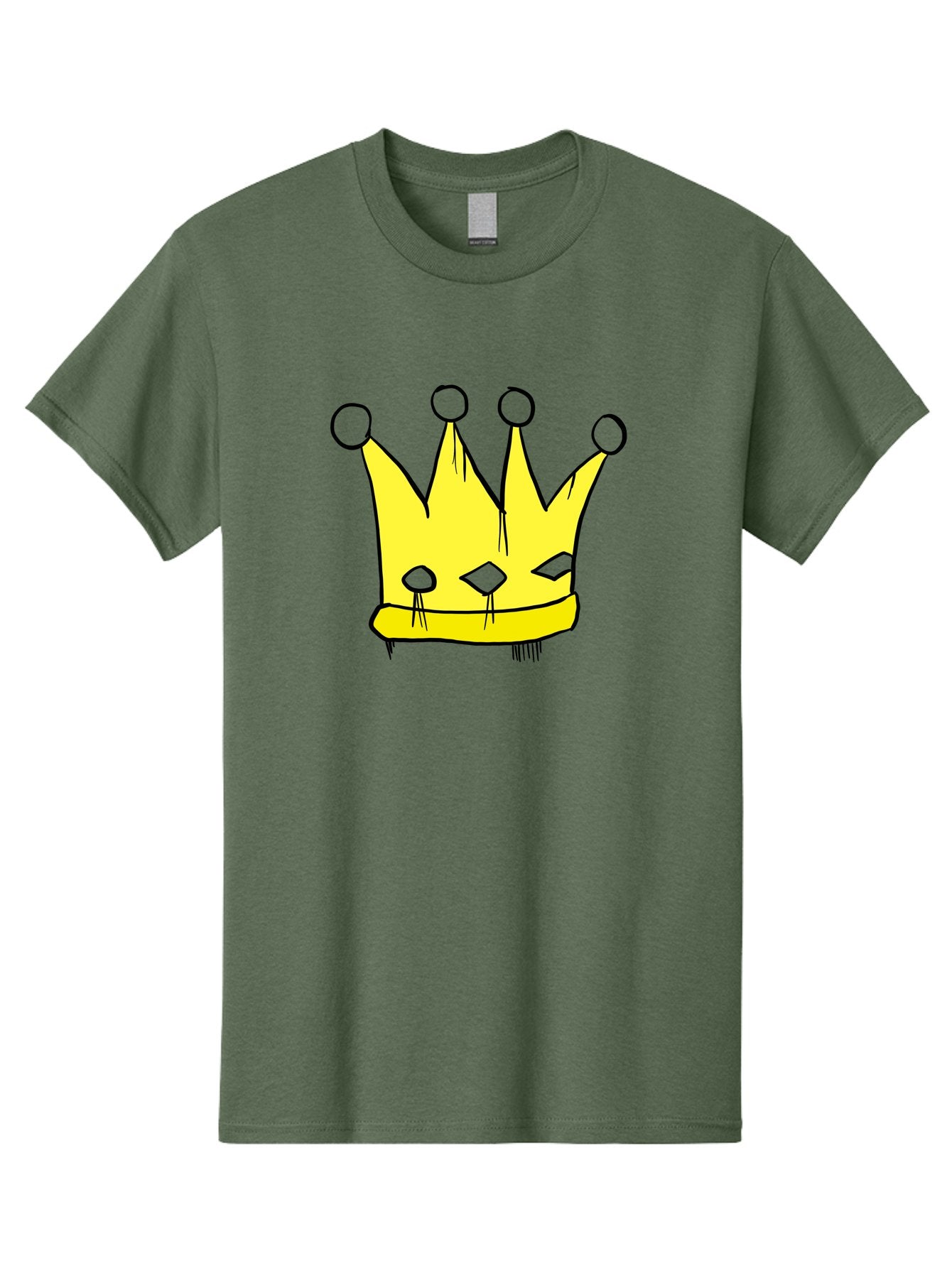 Yellow-Crown Men'S Graphic Tee, 100% Cotton, Comfortable Casual Summer Wear, Machine Washable, Yellow Crown, Royal Symbol, Regal Headwear, Cartoon Style, Simple Design, Bold Lines, Simple Graphics, Monarch Emblem -  Aaa146 9