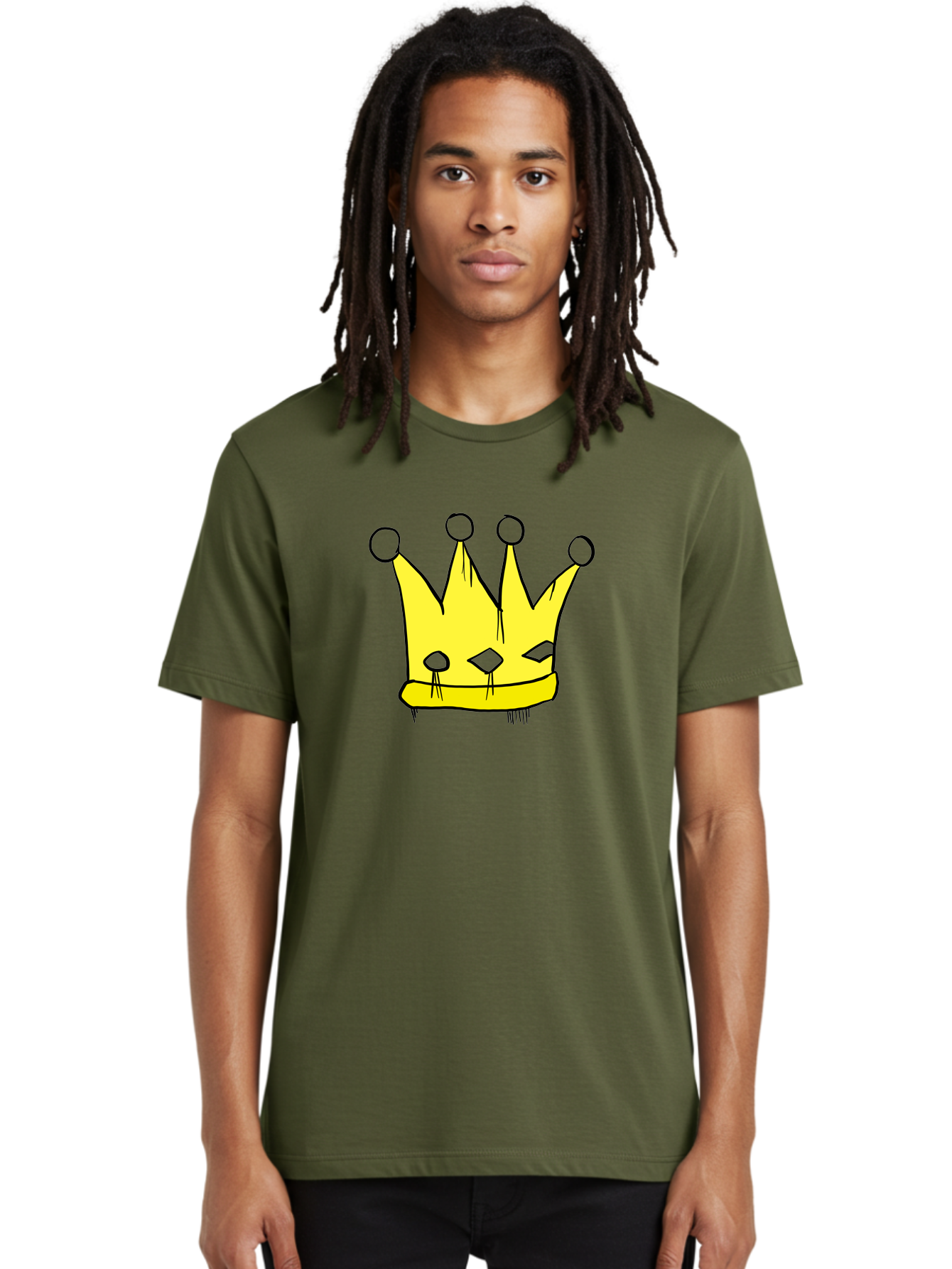 Yellow-Crown Men'S Graphic Tee, 100% Cotton, Comfortable Casual Summer Wear, Machine Washable, Yellow Crown, Royal Symbol, Regal Headwear, Cartoon Style, Simple Design, Bold Lines, Simple Graphics, Monarch Emblem -  Aaa146 30