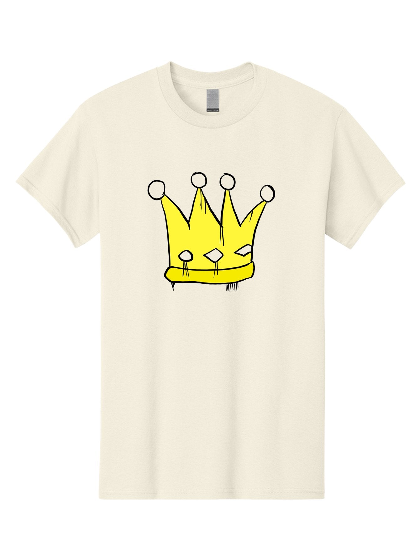 Yellow-Crown Men'S Graphic Tee, 100% Cotton, Comfortable Casual Summer Wear, Machine Washable, Yellow Crown, Royal Symbol, Regal Headwear, Cartoon Style, Simple Design, Bold Lines, Simple Graphics, Monarch Emblem -  Aaa146 3