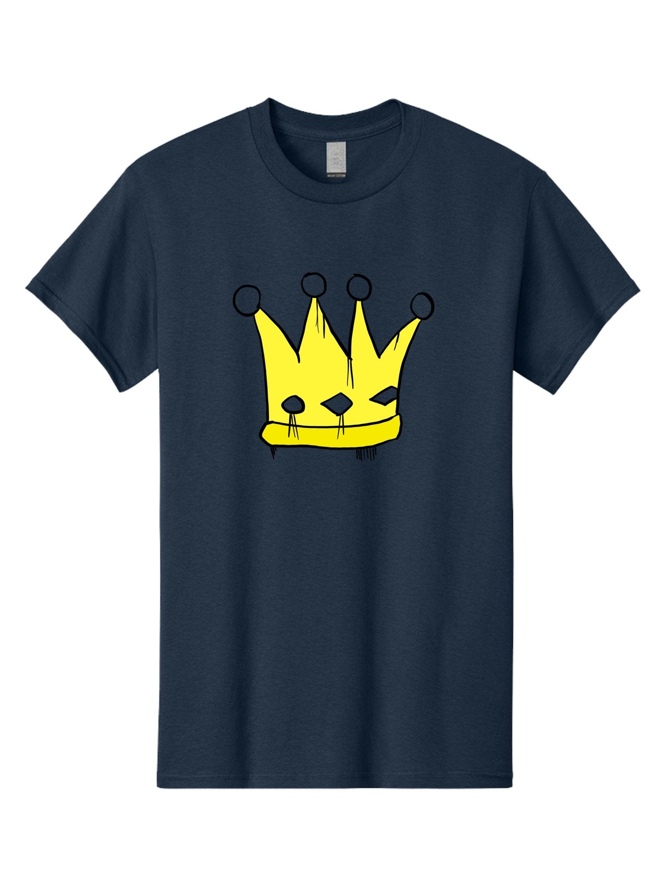 Yellow-Crown Men'S Graphic Tee, 100% Cotton, Comfortable Casual Summer Wear, Machine Washable, Yellow Crown, Royal Symbol, Regal Headwear, Cartoon Style, Simple Design, Bold Lines, Simple Graphics, Monarch Emblem -  Aaa146
