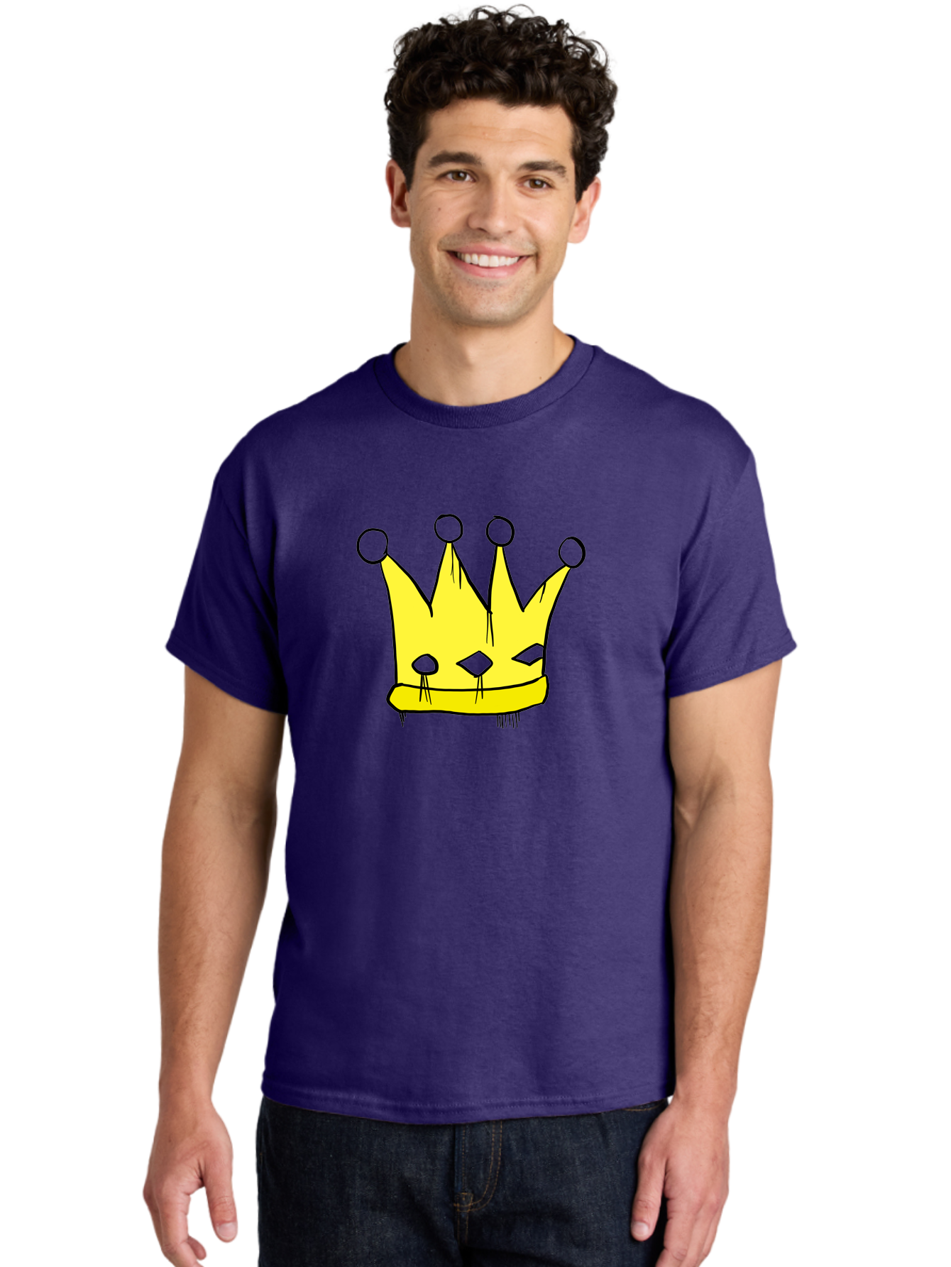Yellow-Crown Men'S Graphic Tee, 100% Cotton, Comfortable Casual Summer Wear, Machine Washable, Yellow Crown, Royal Symbol, Regal Headwear, Cartoon Style, Simple Design, Bold Lines, Simple Graphics, Monarch Emblem -  Aaa146 18