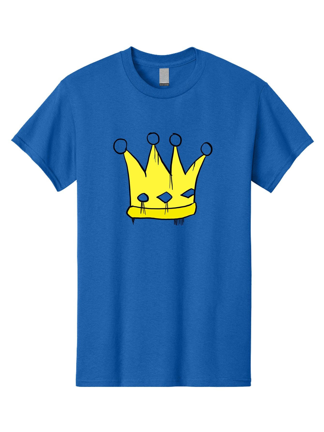 Yellow-Crown Men'S Graphic Tee, 100% Cotton, Comfortable Casual Summer Wear, Machine Washable, Yellow Crown, Royal Symbol, Regal Headwear, Cartoon Style, Simple Design, Bold Lines, Simple Graphics, Monarch Emblem -  Aaa146 13
