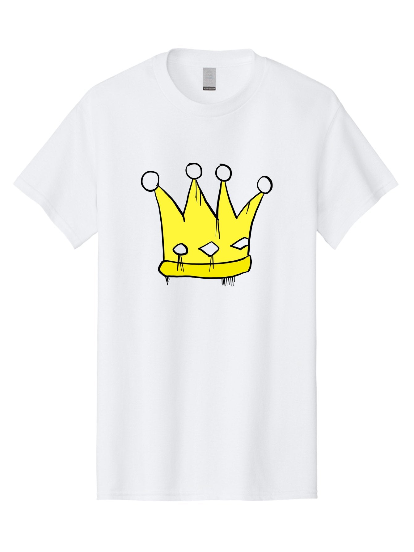 Yellow-Crown Men'S Graphic Tee, 100% Cotton, Comfortable Casual Summer Wear, Machine Washable, Yellow Crown, Royal Symbol, Regal Headwear, Cartoon Style, Simple Design, Bold Lines, Simple Graphics, Monarch Emblem -  Aaa146 7