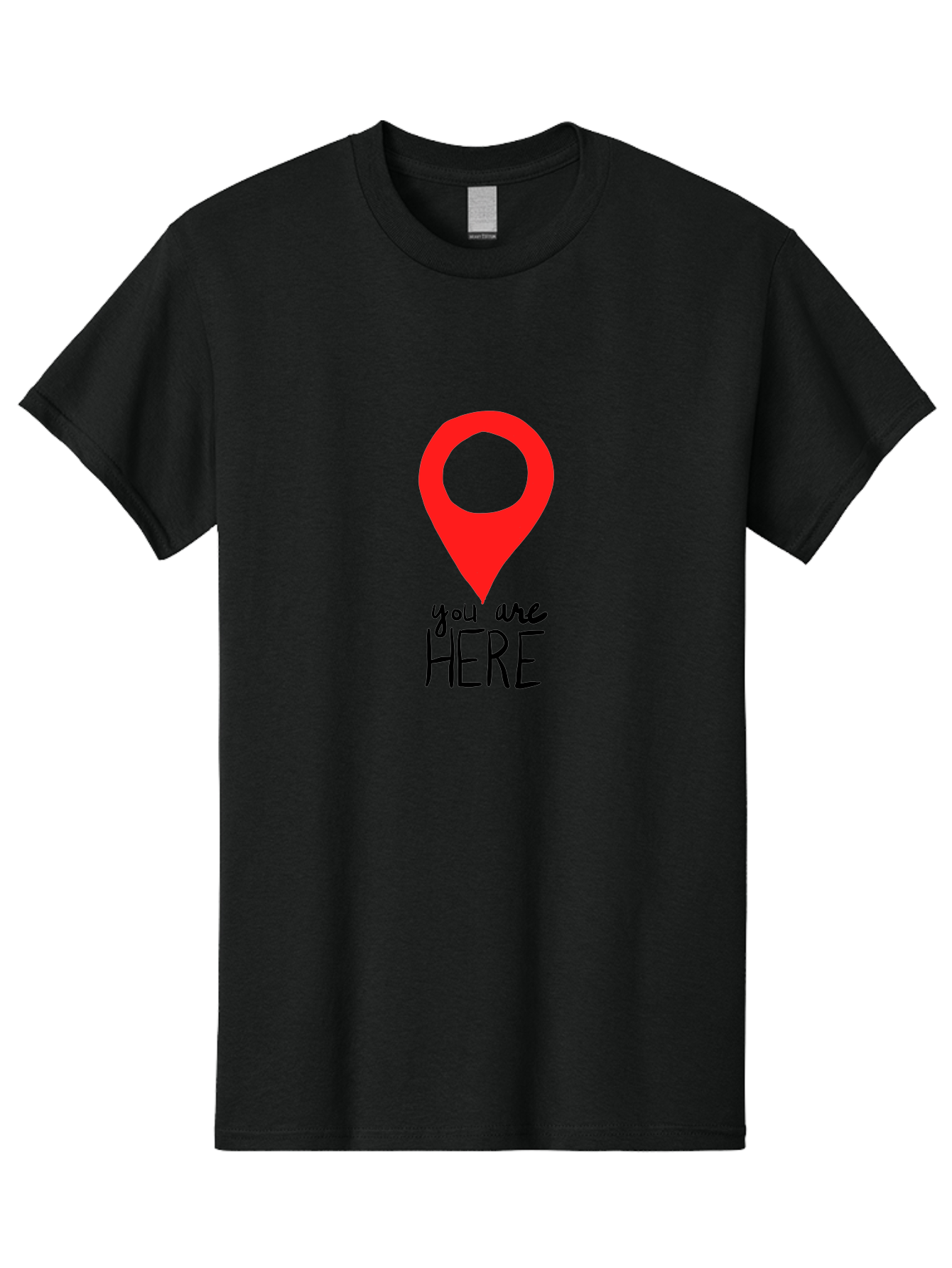 You-Are-Here Men'S Graphic Tee, 100% Cotton, Comfortable Casual Summer Wear, Machine Washable, Map Pin, Location Marker, Navigation Symbol, Gps Indicator, Direction Pointer, Red Icon, Black Text, You Are Here Sign -  Aaa147 13