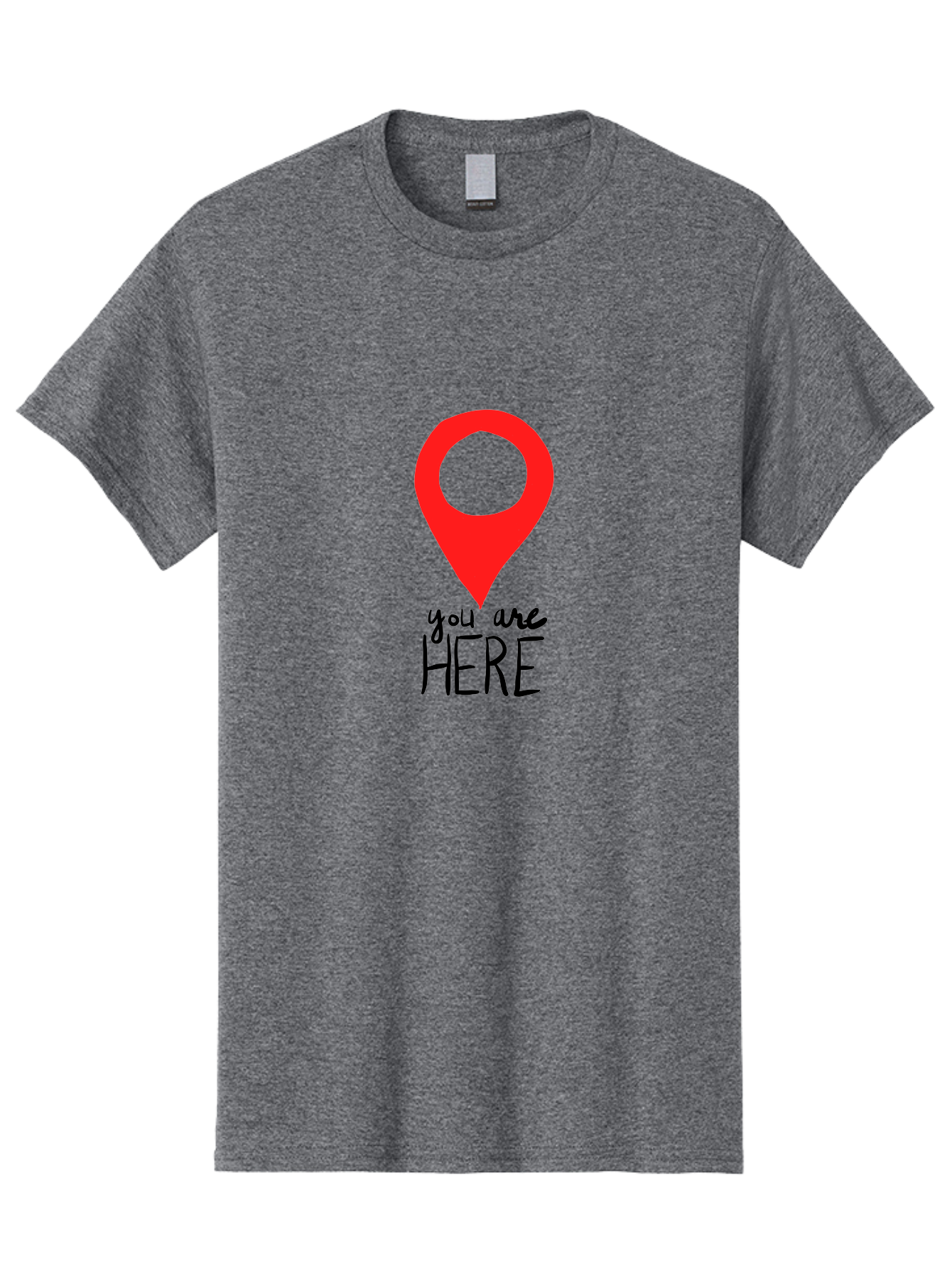 You-Are-Here Men'S Graphic Tee, 100% Cotton, Comfortable Casual Summer Wear, Machine Washable, Map Pin, Location Marker, Navigation Symbol, Gps Indicator, Direction Pointer, Red Icon, Black Text, You Are Here Sign -  Aaa147 25
