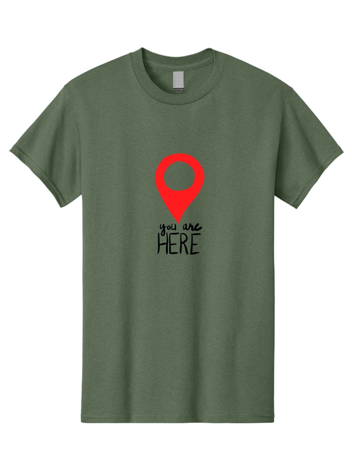 You-Are-Here Men'S Graphic Tee, 100% Cotton, Comfortable Casual Summer Wear, Machine Washable, Map Pin, Location Marker, Navigation Symbol, Gps Indicator, Direction Pointer, Red Icon, Black Text, You Are Here Sign -  Aaa147 29