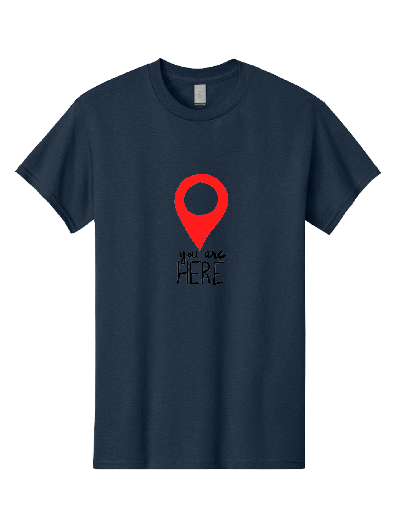 You-Are-Here Men'S Graphic Tee, 100% Cotton, Comfortable Casual Summer Wear, Machine Washable, Map Pin, Location Marker, Navigation Symbol, Gps Indicator, Direction Pointer, Red Icon, Black Text, You Are Here Sign -  Aaa147 7