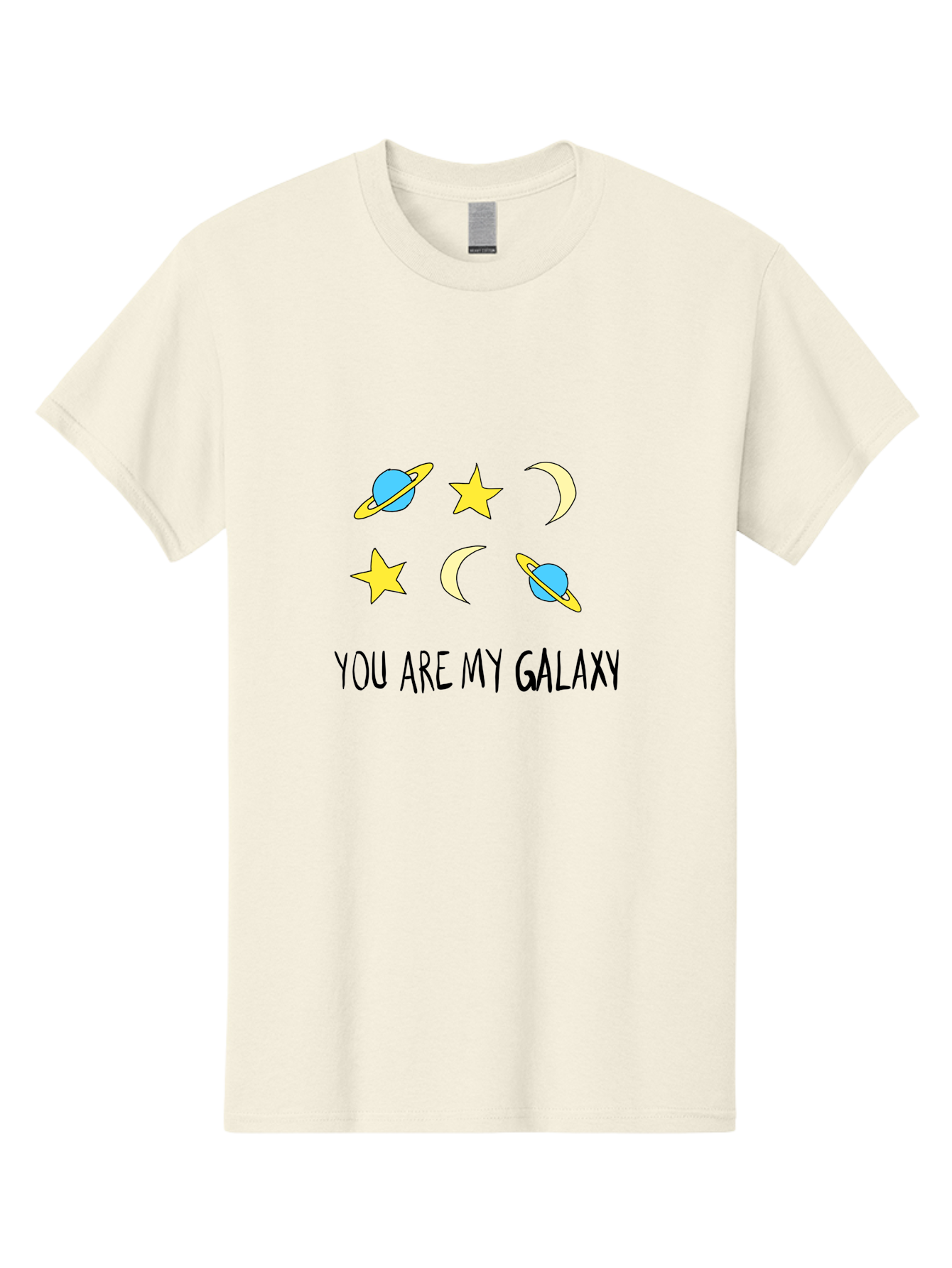You-Are-My-Galaxy Men'S Graphic Tee, 100% Cotton, Comfortable Casual Summer Wear, Machine Washable, Galaxy Illustration, Celestial Bodies, Stars, Planets, Moons, Romantic Quote, Love Message, Cartoon Graphics, Whimsical Design, Space Theme, -  Aaa148 11