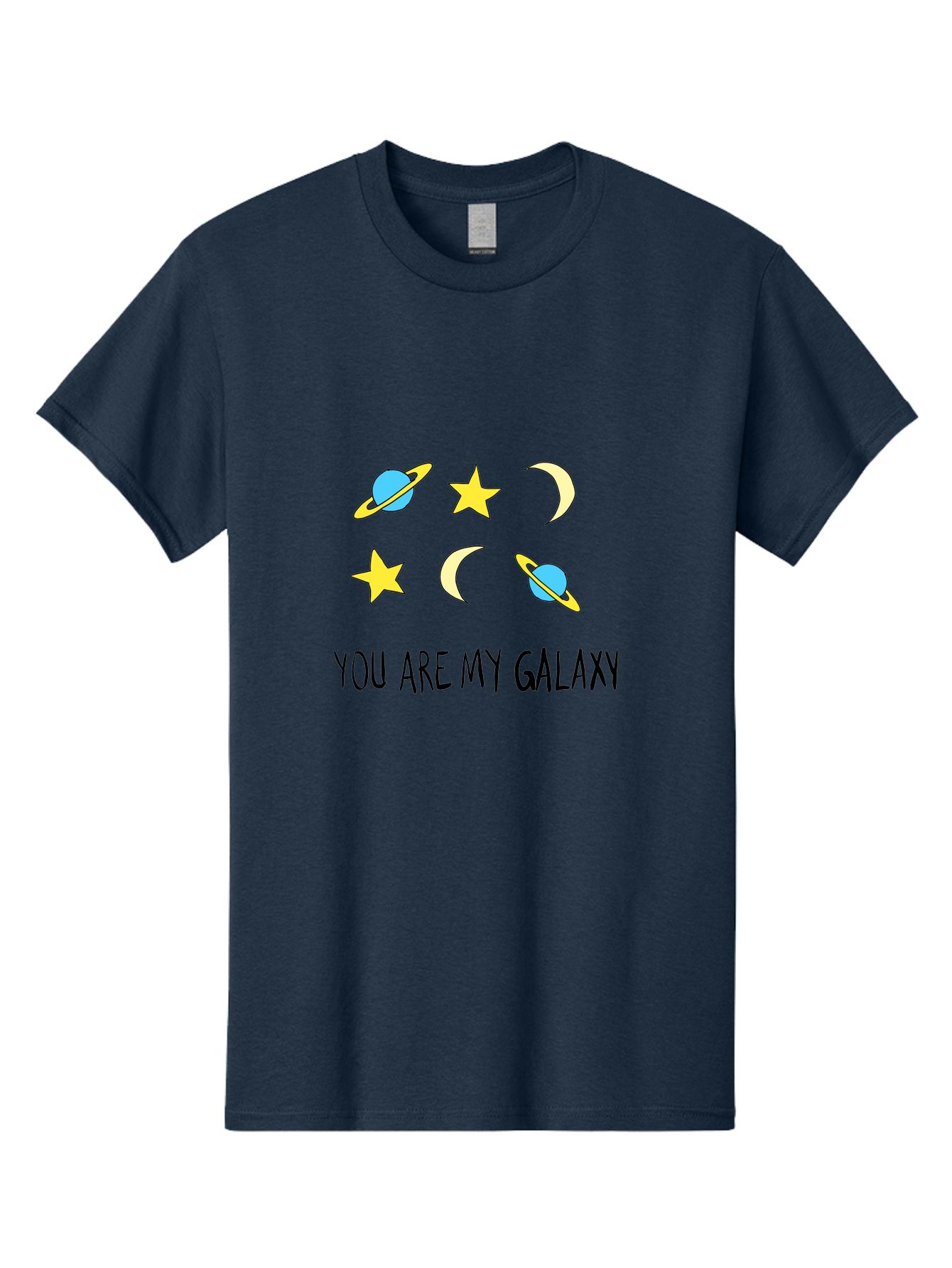 You-Are-My-Galaxy Men'S Graphic Tee, 100% Cotton, Comfortable Casual Summer Wear, Machine Washable, Galaxy Illustration, Celestial Bodies, Stars, Planets, Moons, Romantic Quote, Love Message, Cartoon Graphics, Whimsical Design, Space Theme, -  Aaa148 17