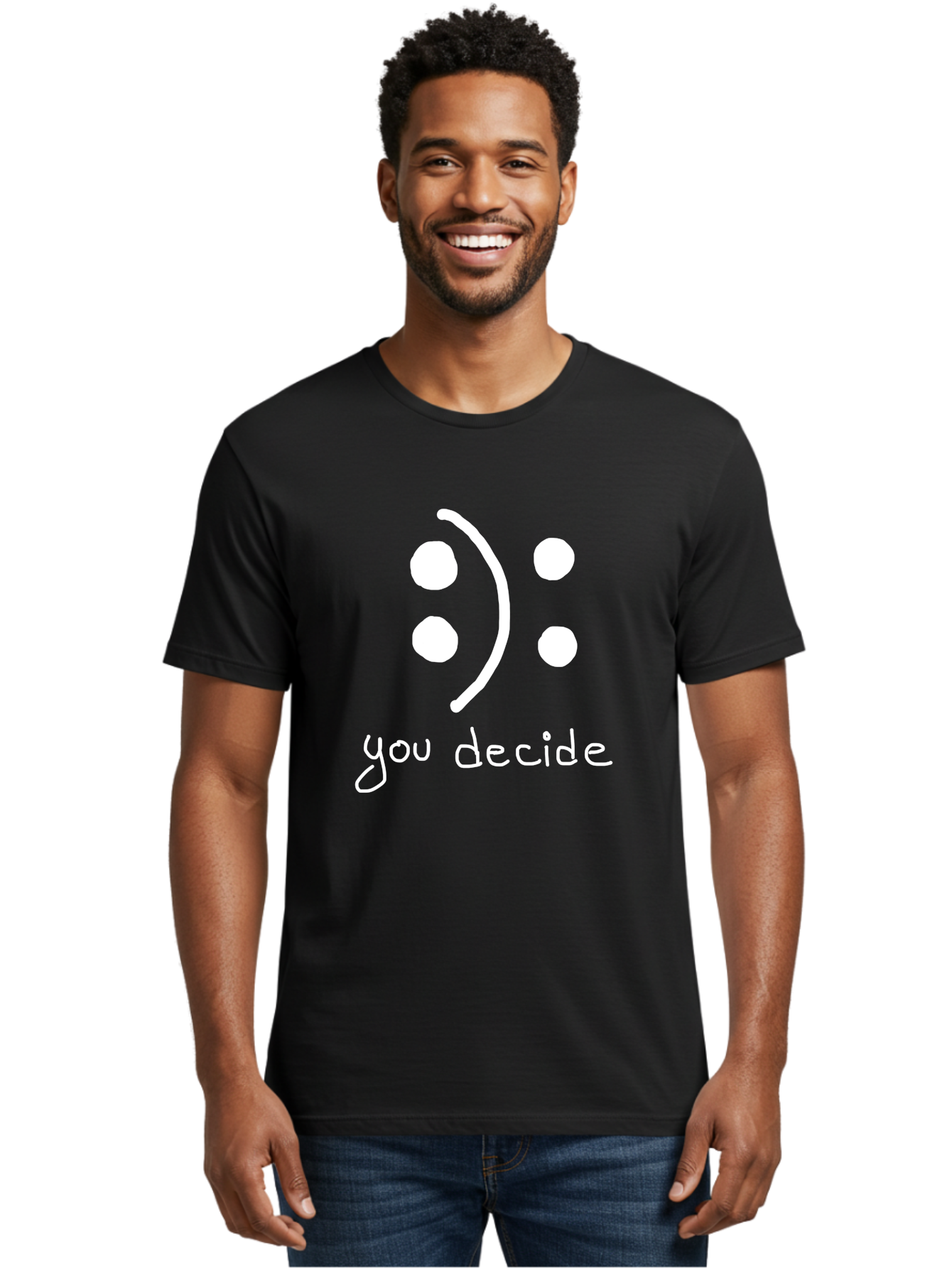 You-Decide Men'S Graphic Tee, 100% Cotton, Comfortable Casual Summer Wear, Machine Washable, Smiley Face, Emoticon, Decision Making, Positive Vibes, Empowerment, Choice, Freedom, Happiness, Optimism -  Aaa149 26