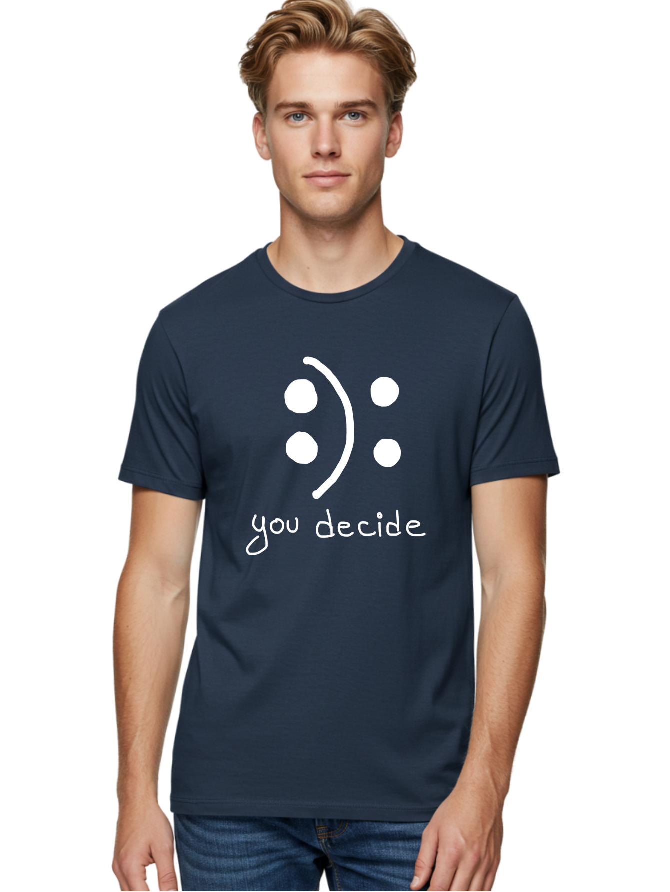 You-Decide Men'S Graphic Tee, 100% Cotton, Comfortable Casual Summer Wear, Machine Washable, Smiley Face, Emoticon, Decision Making, Positive Vibes, Empowerment, Choice, Freedom, Happiness, Optimism -  Aaa149 4
