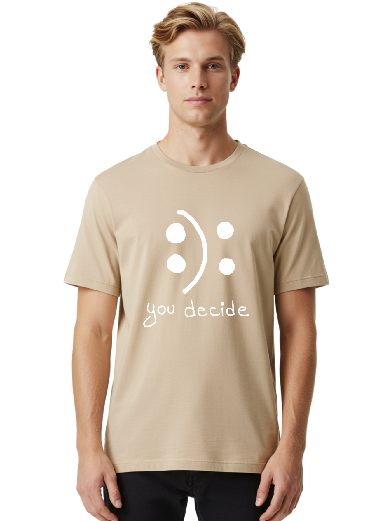 You-Decide Men'S Graphic Tee, 100% Cotton, Comfortable Casual Summer Wear, Machine Washable, Smiley Face, Emoticon, Decision Making, Positive Vibes, Empowerment, Choice, Freedom, Happiness, Optimism -  Aaa149 28