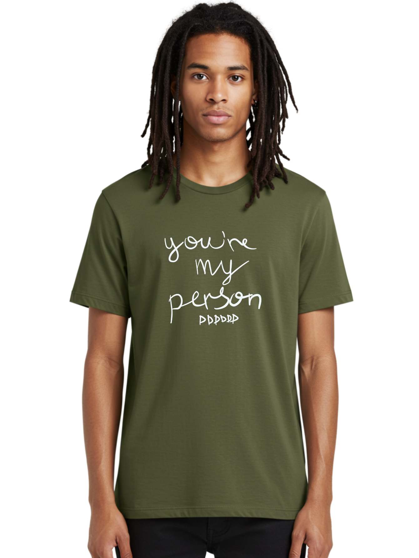 You-Re-My-Person Men'S Graphic Tee, 100% Cotton, Comfortable Casual Summer Wear, Machine Washable, Inspirational Quote, Love Message, Heartwarming Phrase, Friendship Bond, You'Re My Person, Sentimental Words -  Aaa151 12