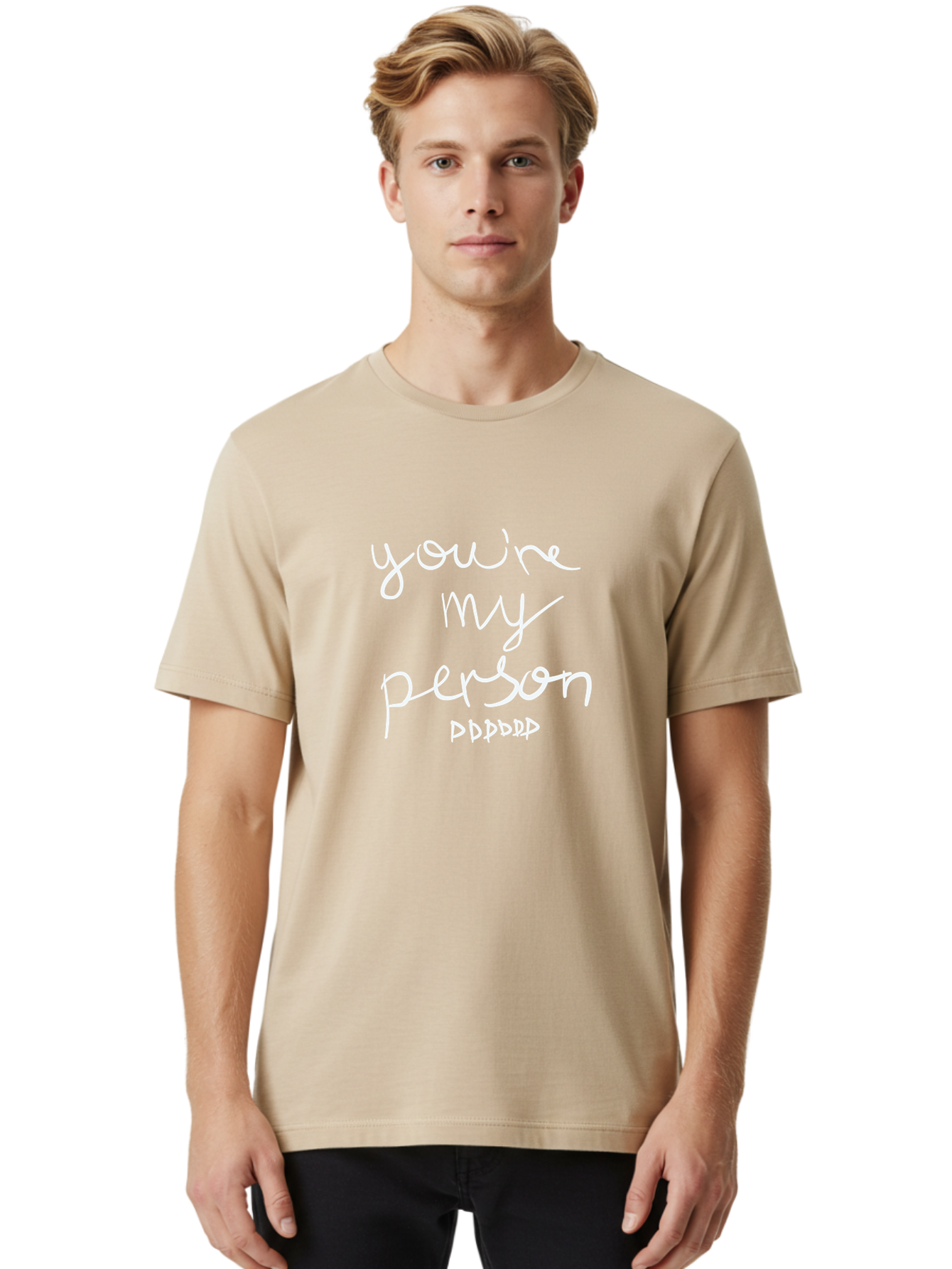 You-Re-My-Person Men'S Graphic Tee, 100% Cotton, Comfortable Casual Summer Wear, Machine Washable, Inspirational Quote, Love Message, Heartwarming Phrase, Friendship Bond, You'Re My Person, Sentimental Words -  Aaa151 10