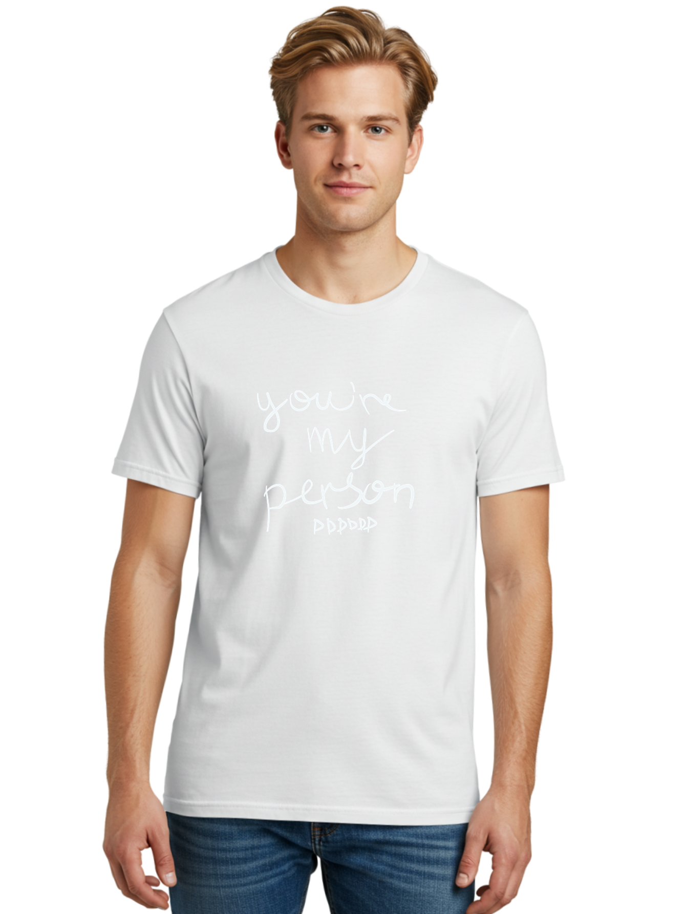 You-Re-My-Person Men'S Graphic Tee, 100% Cotton, Comfortable Casual Summer Wear, Machine Washable, Inspirational Quote, Love Message, Heartwarming Phrase, Friendship Bond, You'Re My Person, Sentimental Words -  Aaa151 28