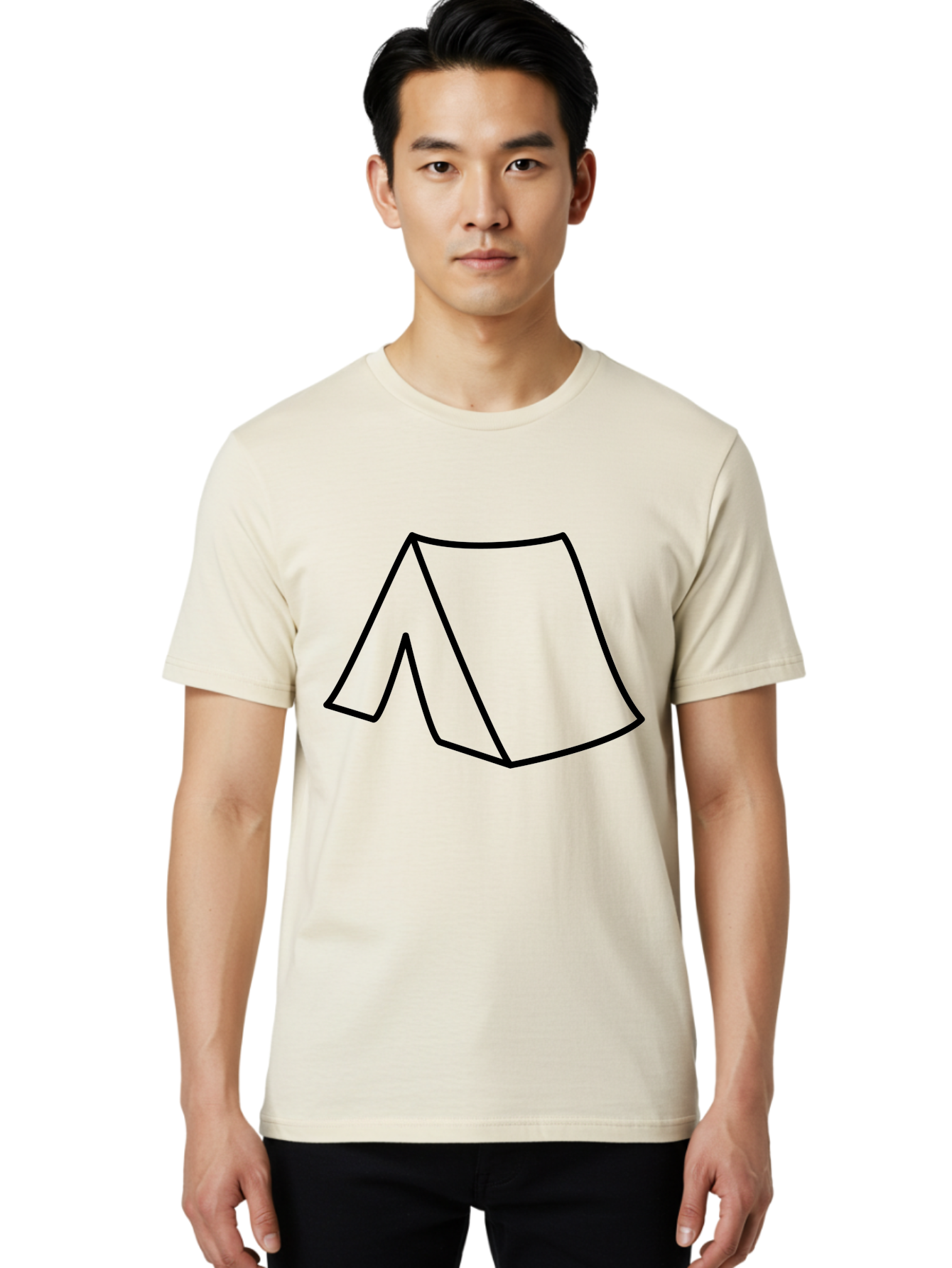 A Men'S Graphic Tee, 100% Cotton, Comfortable Casual Summer Wear, Machine Washable, Simple Line Art, Capital Letter A, Stylized Letter, Minimalist Design, Black Outline, Modern Typography -  Aaa153 14