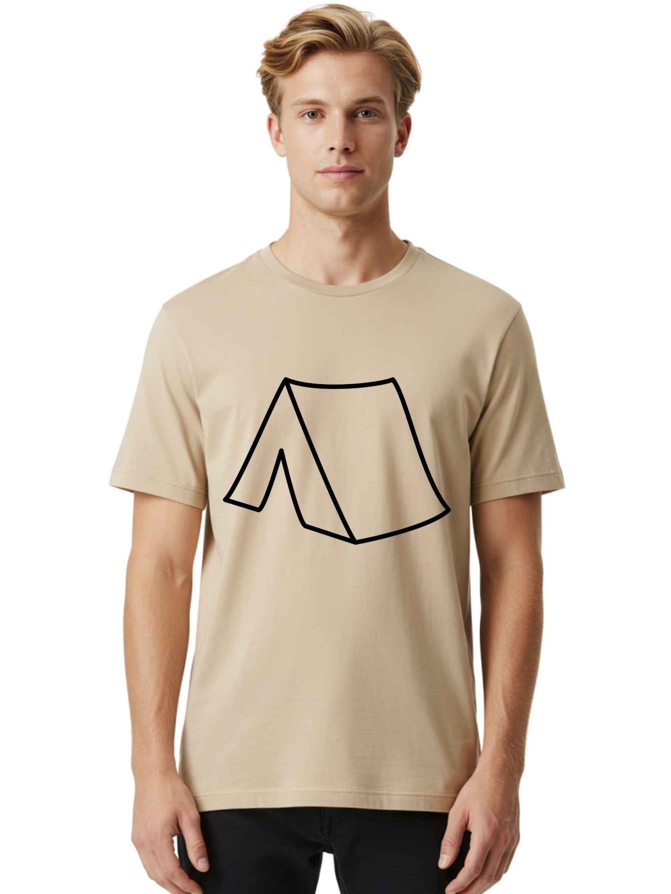 A Men'S Graphic Tee, 100% Cotton, Comfortable Casual Summer Wear, Machine Washable, Simple Line Art, Capital Letter A, Stylized Letter, Minimalist Design, Black Outline, Modern Typography -  Aaa153