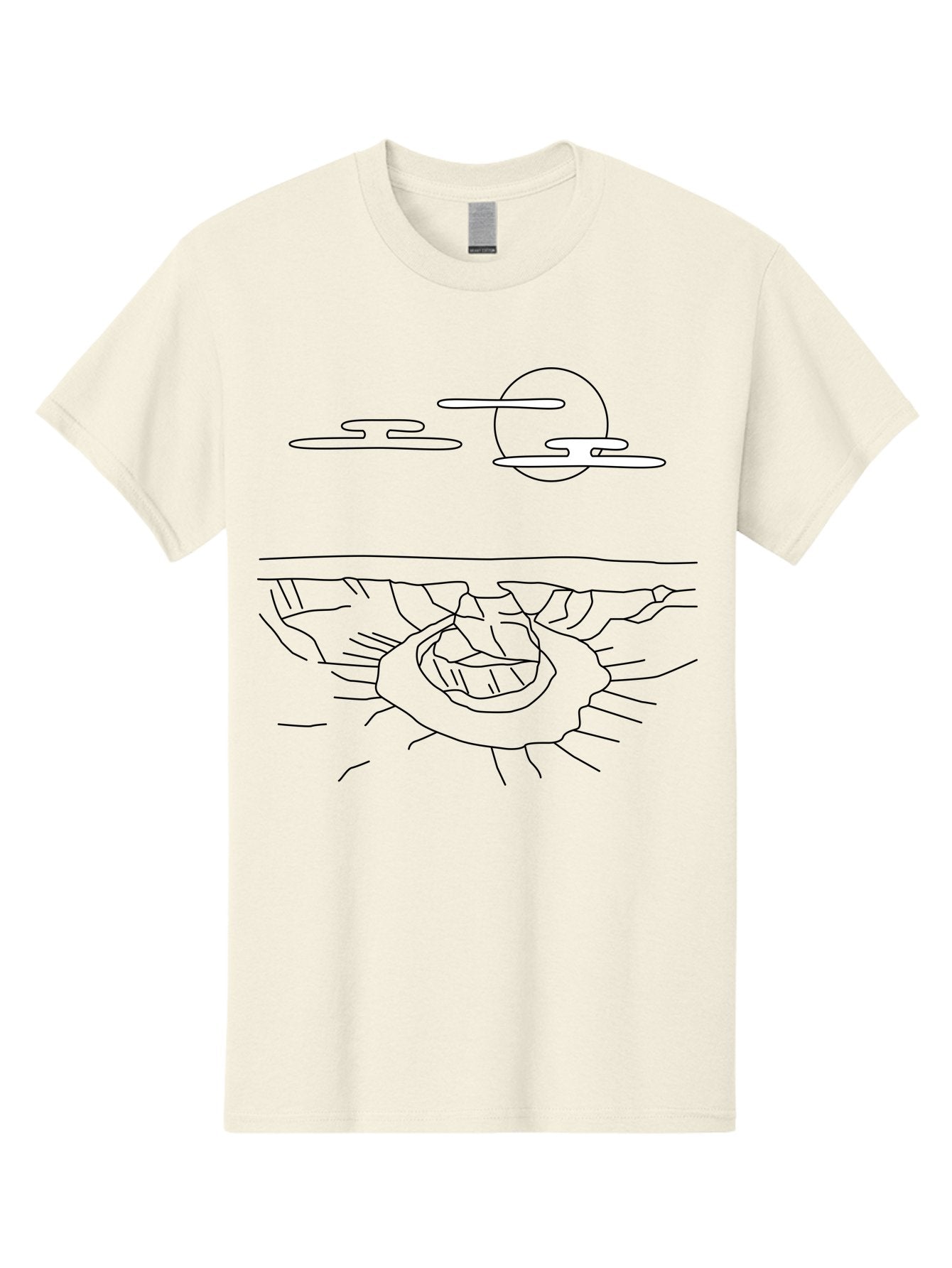 Abstract-Hand Men'S Graphic Tee, 100% Cotton, Comfortable Casual Summer Wear, Machine Washable, Sun, Clouds, Spiral Shape, Abstract Art, Futuristic Design, Simple Shapes, Minimalist Style, Surreal Landscape -  Aaa154