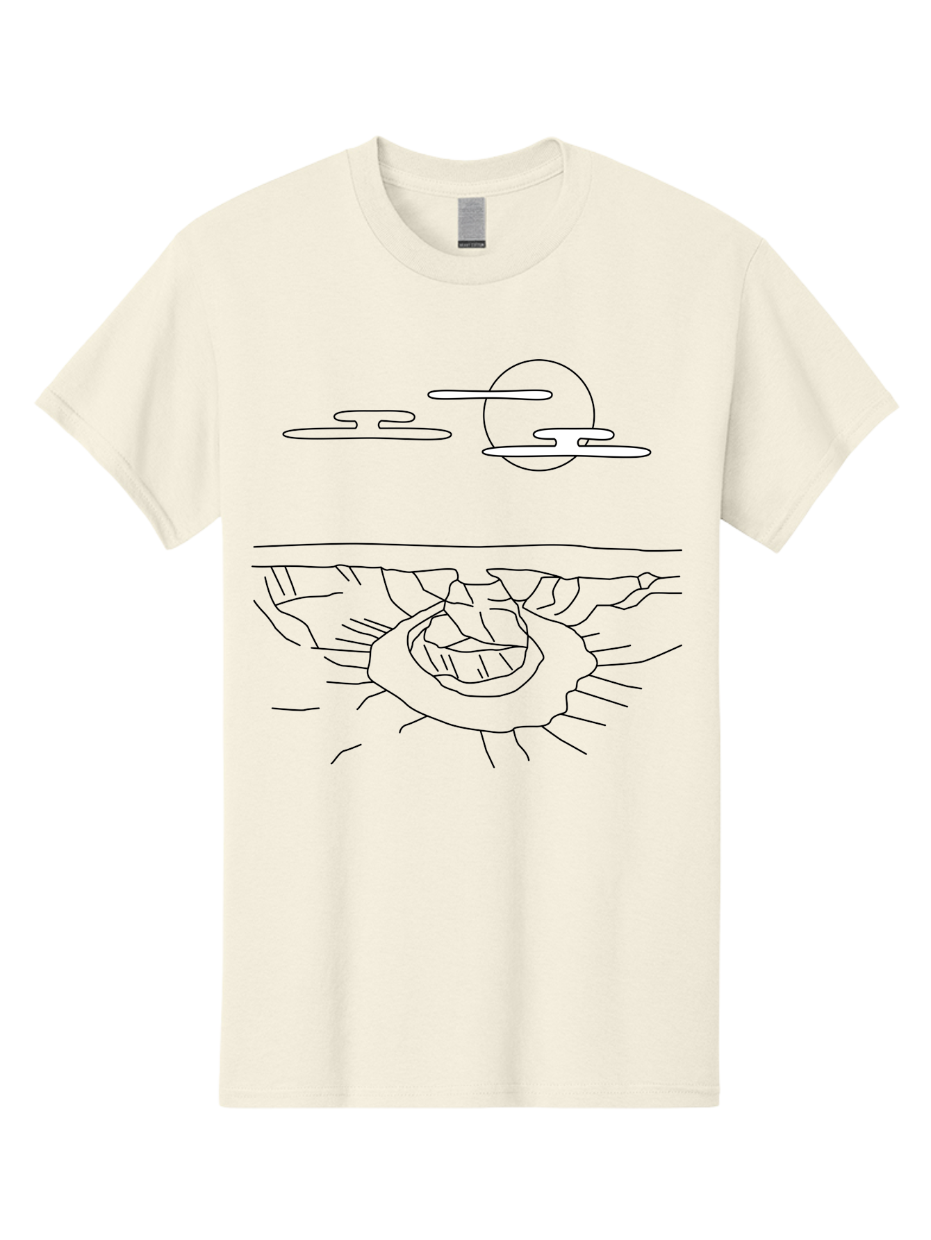 Abstract-Hand Men'S Graphic Tee, 100% Cotton, Comfortable Casual Summer Wear, Machine Washable, Sun, Clouds, Spiral Shape, Abstract Art, Futuristic Design, Simple Shapes, Minimalist Style, Surreal Landscape -  Aaa154 17