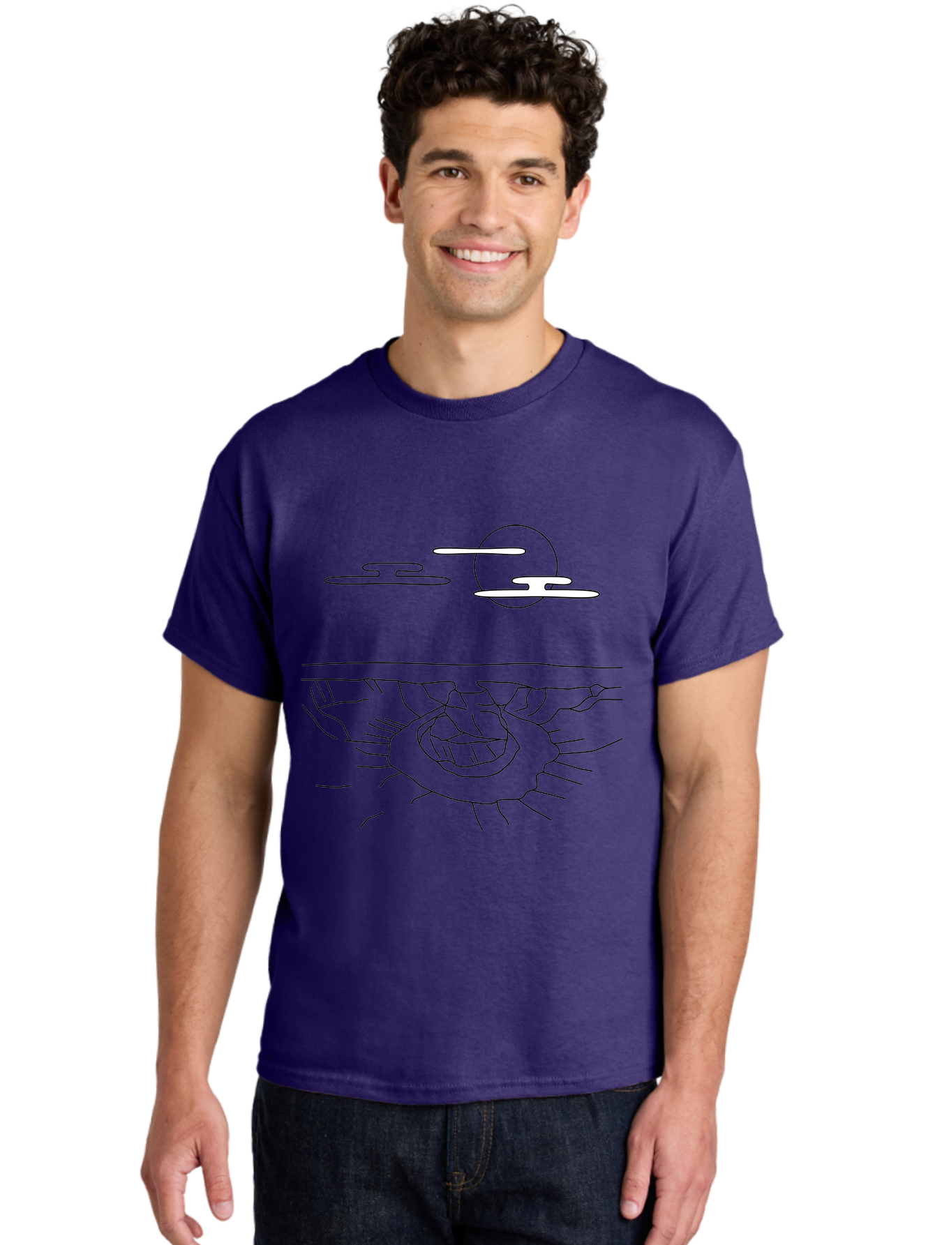 Abstract-Hand Men'S Graphic Tee, 100% Cotton, Comfortable Casual Summer Wear, Machine Washable, Sun, Clouds, Spiral Shape, Abstract Art, Futuristic Design, Simple Shapes, Minimalist Style, Surreal Landscape -  Aaa154 16