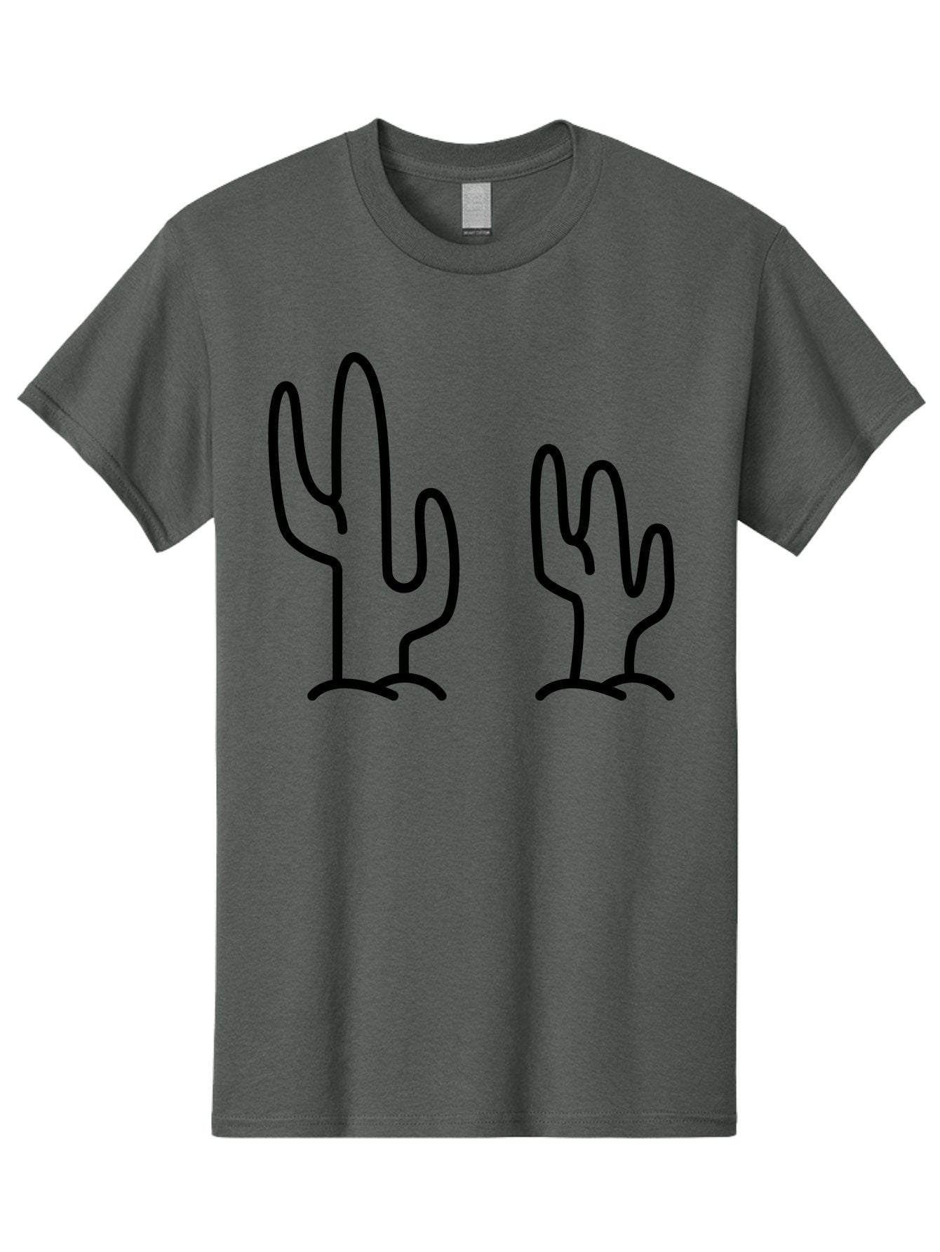 Cacti Men'S Graphic Tee, 100% Cotton, Comfortable Casual Summer Wear, Machine Washable, Cacti, Cactus Graphics, Simple Illustrations, Minimalist Design, Hand Drawn Art, Desert Plants, Outline Drawings, Black Lines -  Aaa160 25