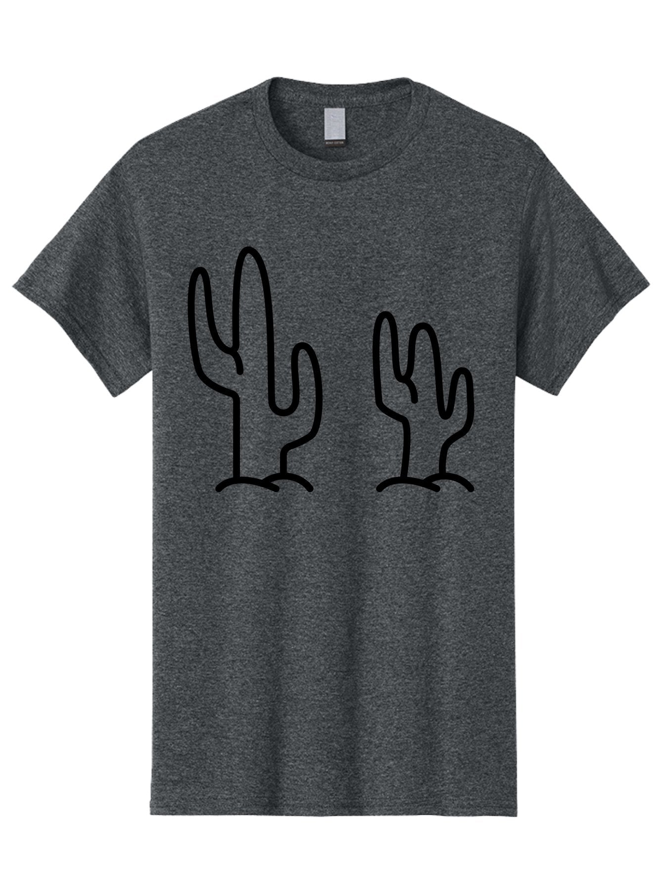 Cacti Men'S Graphic Tee, 100% Cotton, Comfortable Casual Summer Wear, Machine Washable, Cacti, Cactus Graphics, Simple Illustrations, Minimalist Design, Hand Drawn Art, Desert Plants, Outline Drawings, Black Lines -  Aaa160 23