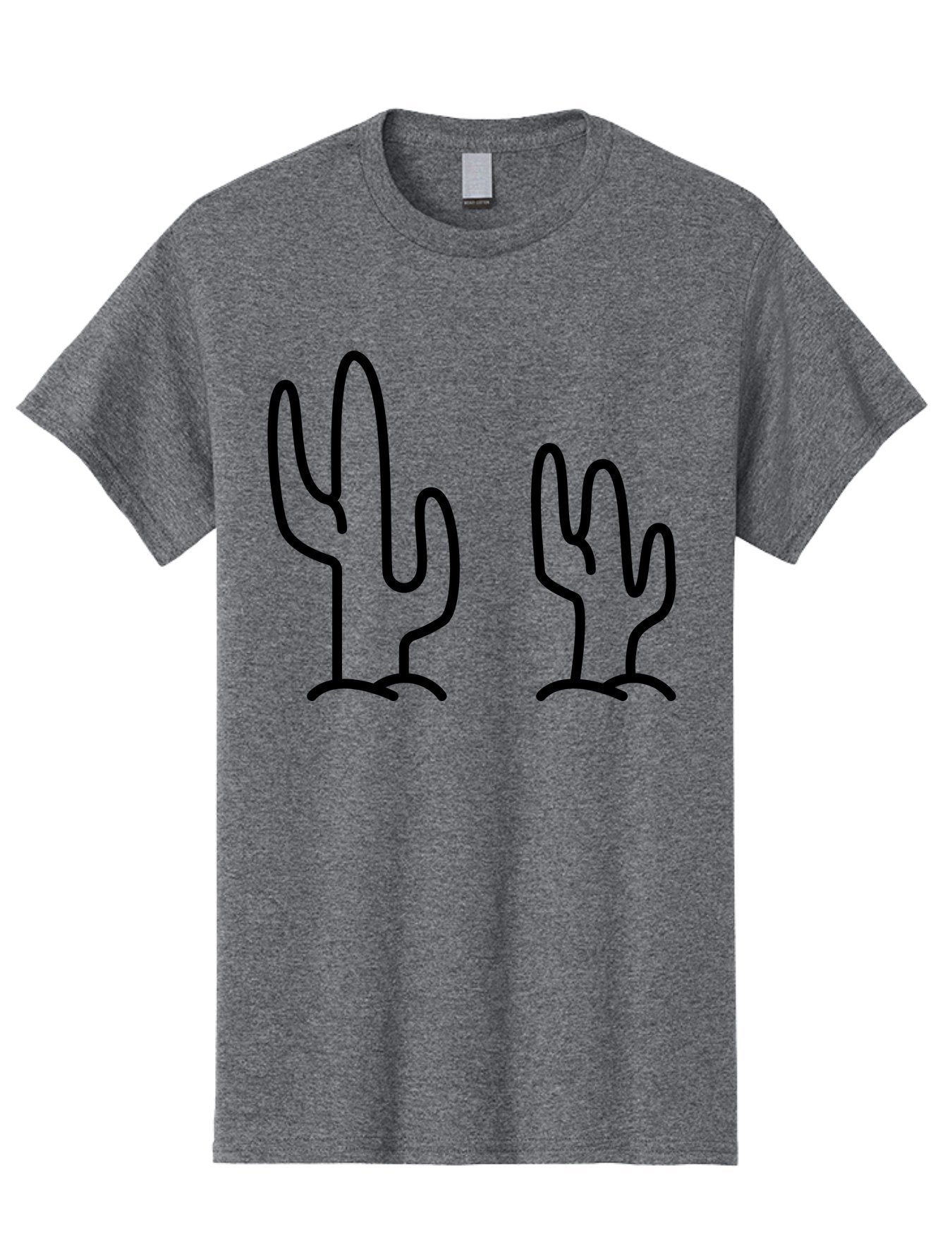 Cacti Men'S Graphic Tee, 100% Cotton, Comfortable Casual Summer Wear, Machine Washable, Cacti, Cactus Graphics, Simple Illustrations, Minimalist Design, Hand Drawn Art, Desert Plants, Outline Drawings, Black Lines -  Aaa160 13