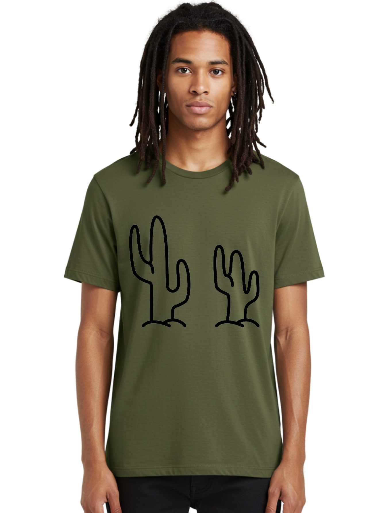 Cacti Men'S Graphic Tee, 100% Cotton, Comfortable Casual Summer Wear, Machine Washable, Cacti, Cactus Graphics, Simple Illustrations, Minimalist Design, Hand Drawn Art, Desert Plants, Outline Drawings, Black Lines -  Aaa160 18
