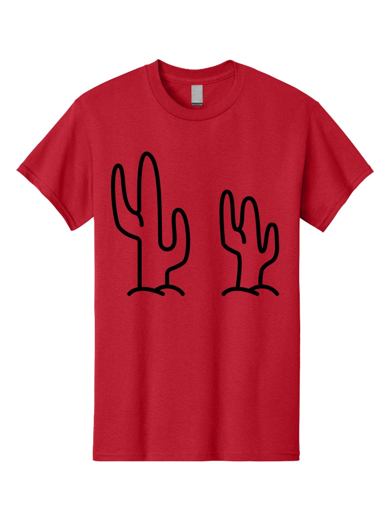 Cacti Men'S Graphic Tee, 100% Cotton, Comfortable Casual Summer Wear, Machine Washable, Cacti, Cactus Graphics, Simple Illustrations, Minimalist Design, Hand Drawn Art, Desert Plants, Outline Drawings, Black Lines -  Aaa160 29