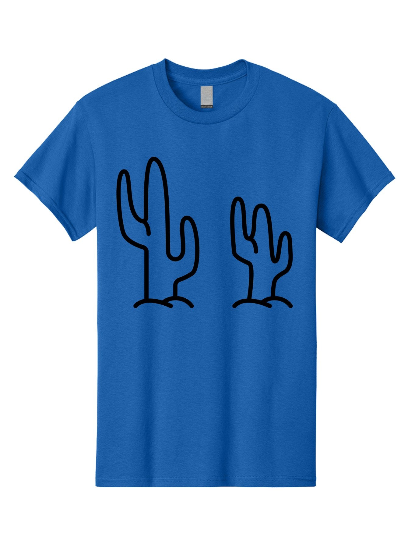 Cacti Men'S Graphic Tee, 100% Cotton, Comfortable Casual Summer Wear, Machine Washable, Cacti, Cactus Graphics, Simple Illustrations, Minimalist Design, Hand Drawn Art, Desert Plants, Outline Drawings, Black Lines -  Aaa160