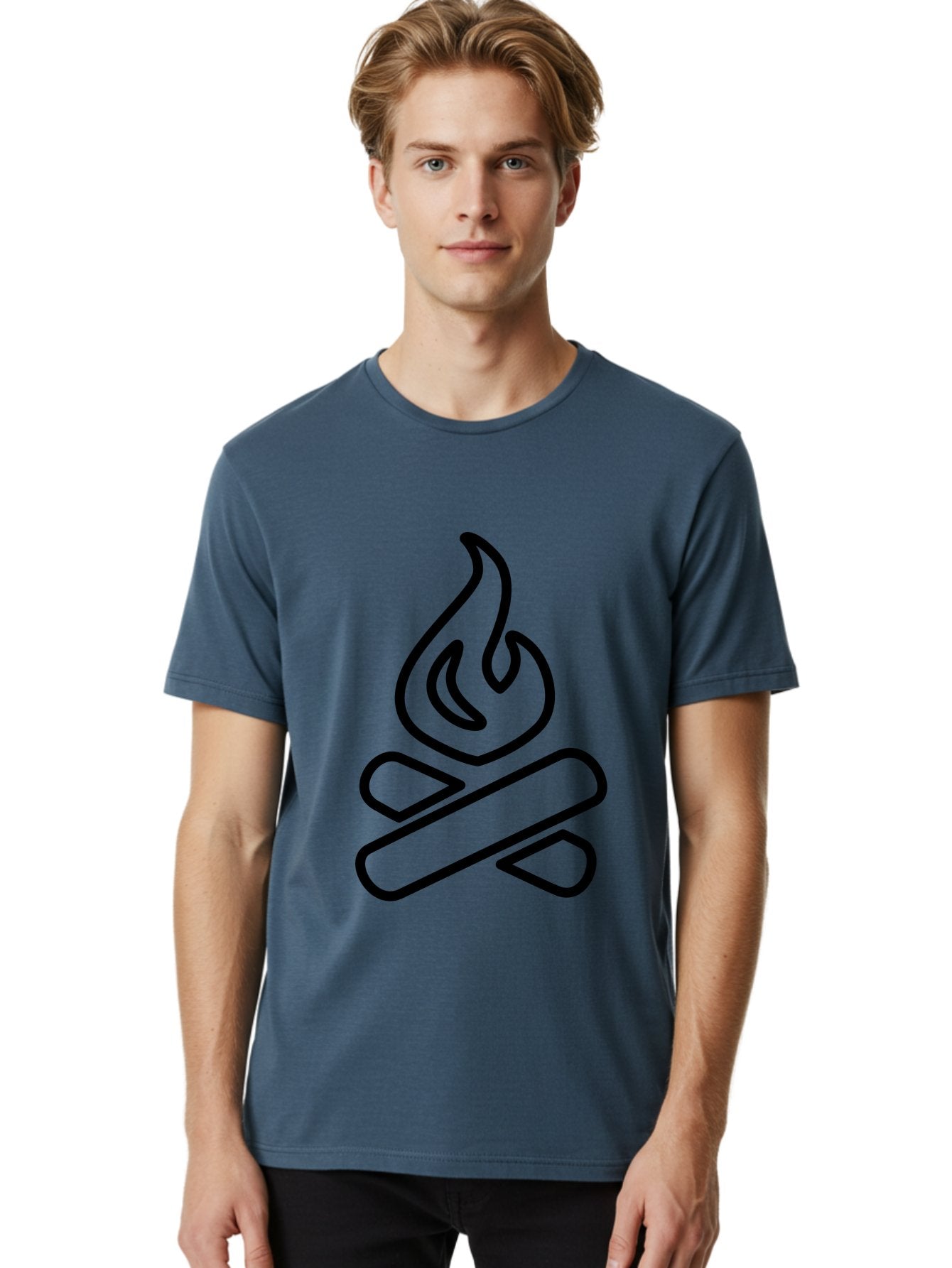 Campfire-1 Men'S Graphic Tee, 100% Cotton, Comfortable Casual Summer Wear, Machine Washable, Campfire Icon, Black Outline, Simple Design, Minimalist Art, Camping Symbol, Outdoor Adventure, Wilderness, Fire Pit, Bonfire -  Aaa161 10