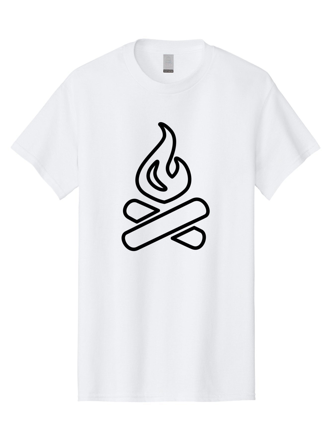 Campfire-1 Men'S Graphic Tee, 100% Cotton, Comfortable Casual Summer Wear, Machine Washable, Campfire Icon, Black Outline, Simple Design, Minimalist Art, Camping Symbol, Outdoor Adventure, Wilderness, Fire Pit, Bonfire -  Aaa161 3