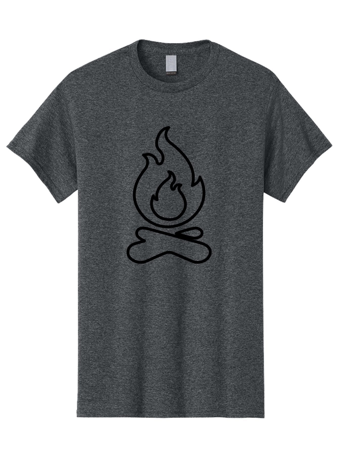 Campfire-2 Men'S Graphic Tee, 100% Cotton, Comfortable Casual Summer Wear, Machine Washable, Simple Line Art, Camp Fire Icon, Minimalist Design, Black Outline, Flame Symbol, Outdoor Adventure, Camping Theme, Warm Ambiance, -  Aaa162 15