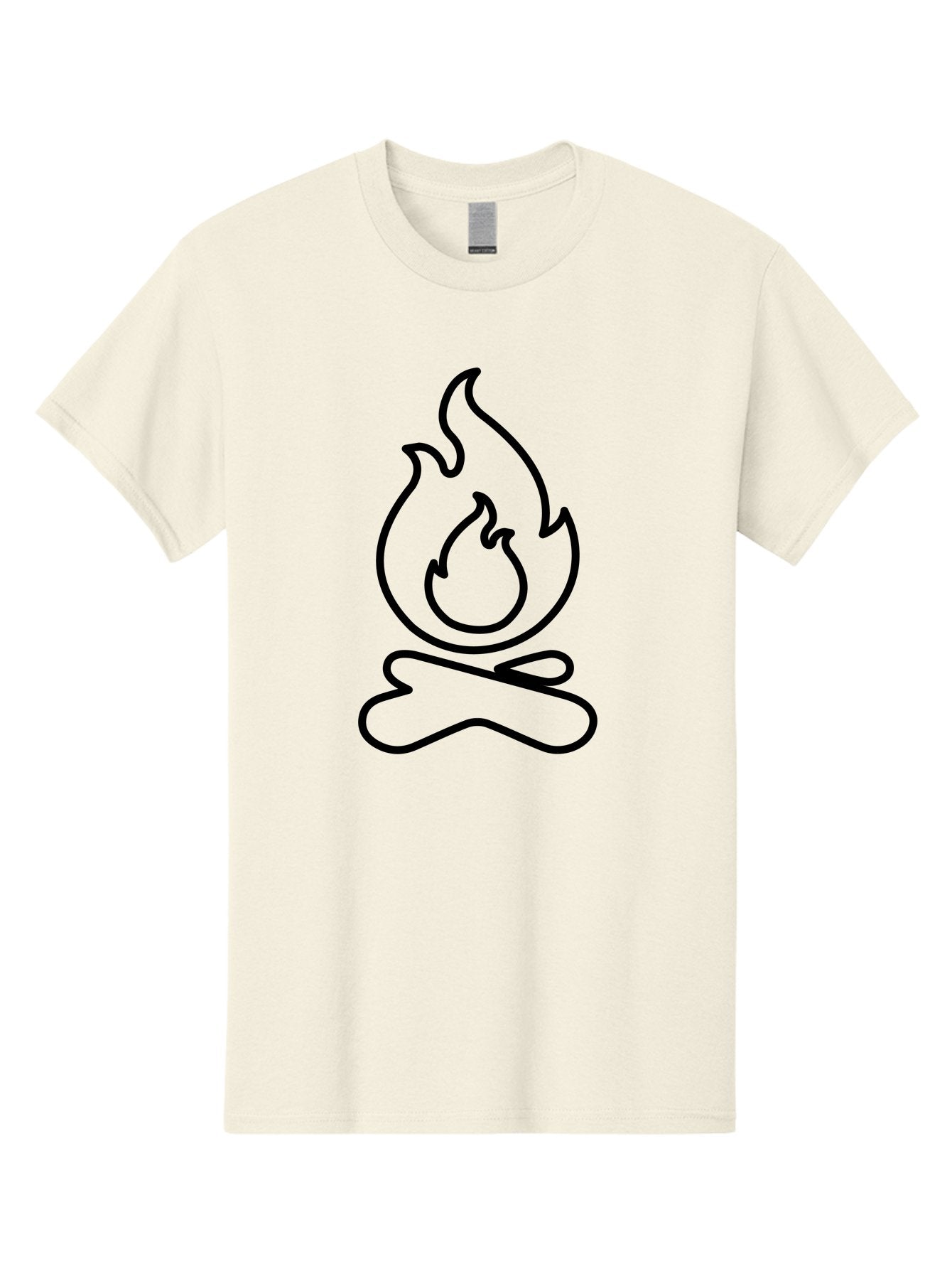 Campfire-2 Men'S Graphic Tee, 100% Cotton, Comfortable Casual Summer Wear, Machine Washable, Simple Line Art, Camp Fire Icon, Minimalist Design, Black Outline, Flame Symbol, Outdoor Adventure, Camping Theme, Warm Ambiance, -  Aaa162 17
