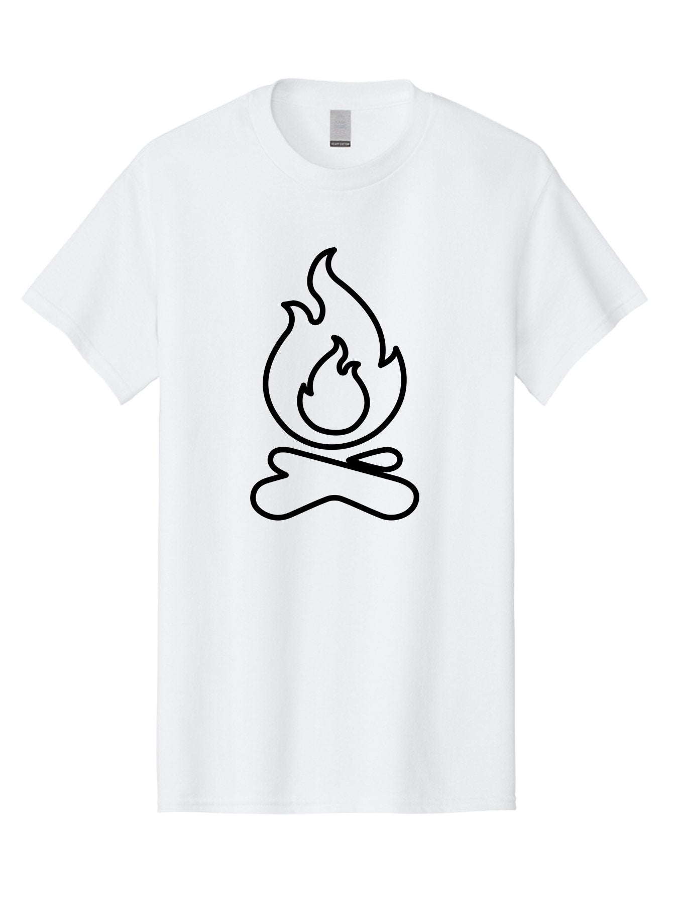 Campfire-2 Men'S Graphic Tee, 100% Cotton, Comfortable Casual Summer Wear, Machine Washable, Simple Line Art, Camp Fire Icon, Minimalist Design, Black Outline, Flame Symbol, Outdoor Adventure, Camping Theme, Warm Ambiance, -  Aaa162 5
