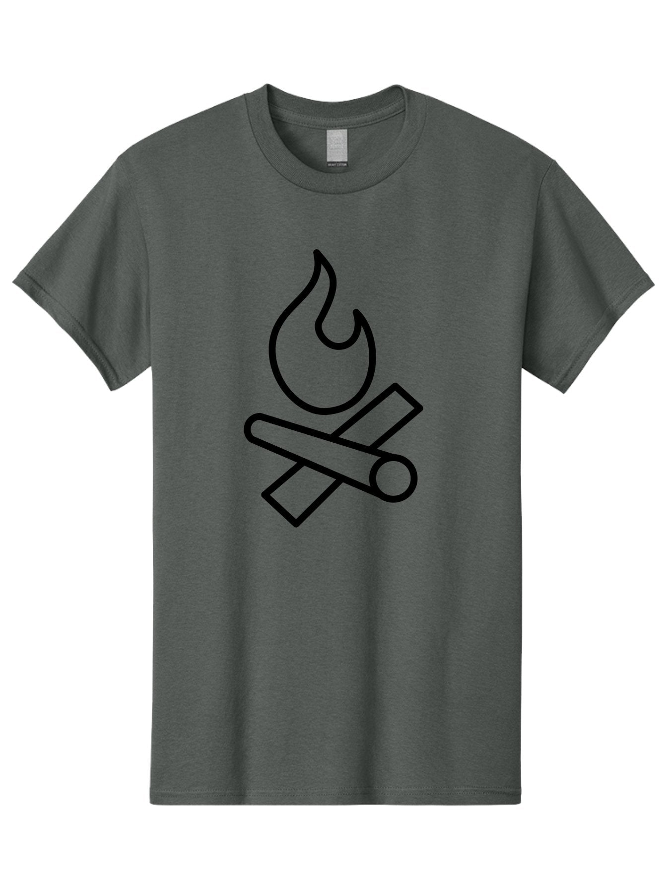 Campfire-3 Men'S Graphic Tee, 100% Cotton, Comfortable Casual Summer Wear, Machine Washable, Camping Symbol, Campfire Icon, Fire Pit, Outdoor Adventure, Wilderness Survival, Crossing Logs, Flame Graphic, Simple Illustration -  Aaa163 21