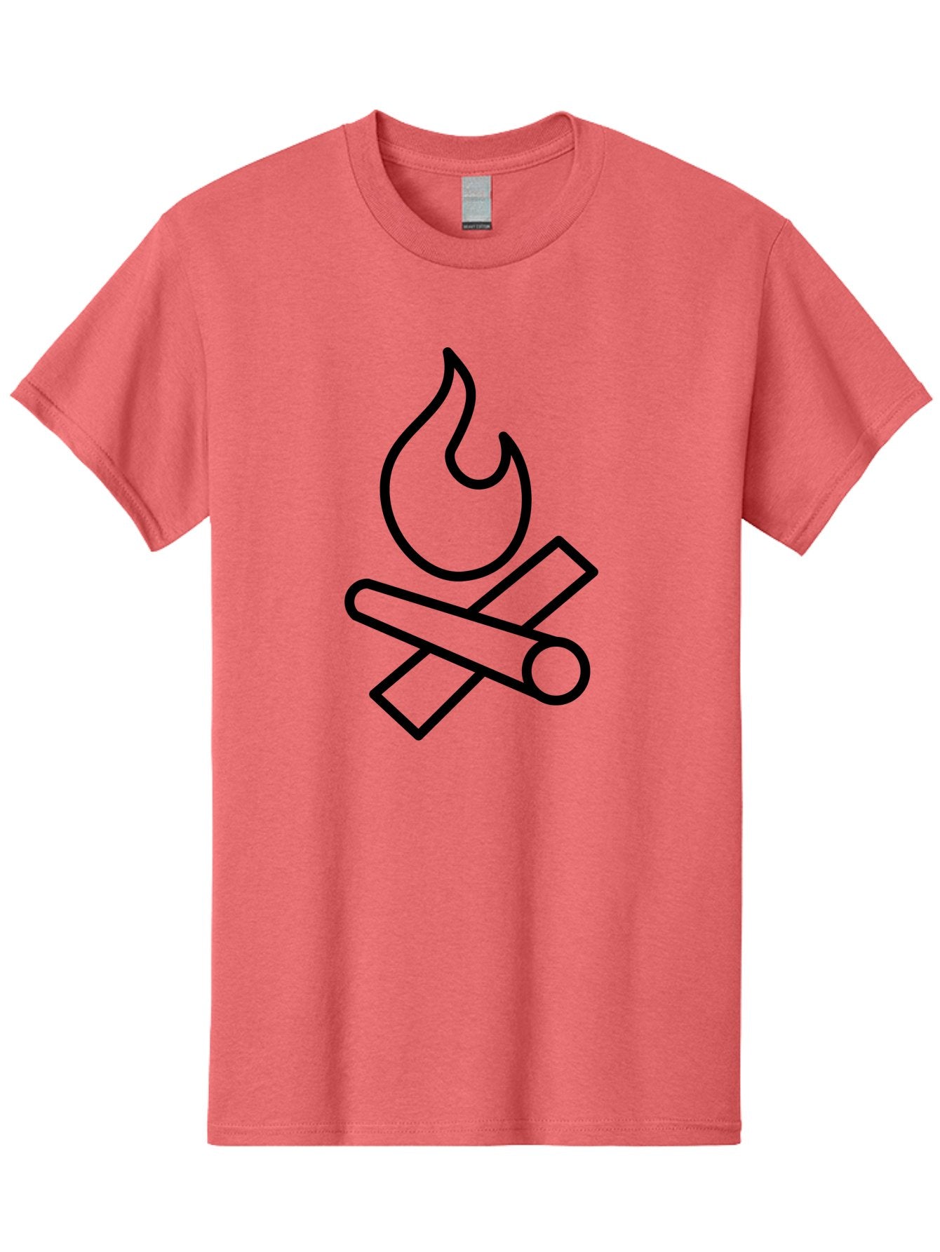 Campfire-3 Men'S Graphic Tee, 100% Cotton, Comfortable Casual Summer Wear, Machine Washable, Camping Symbol, Campfire Icon, Fire Pit, Outdoor Adventure, Wilderness Survival, Crossing Logs, Flame Graphic, Simple Illustration -  Aaa163 29